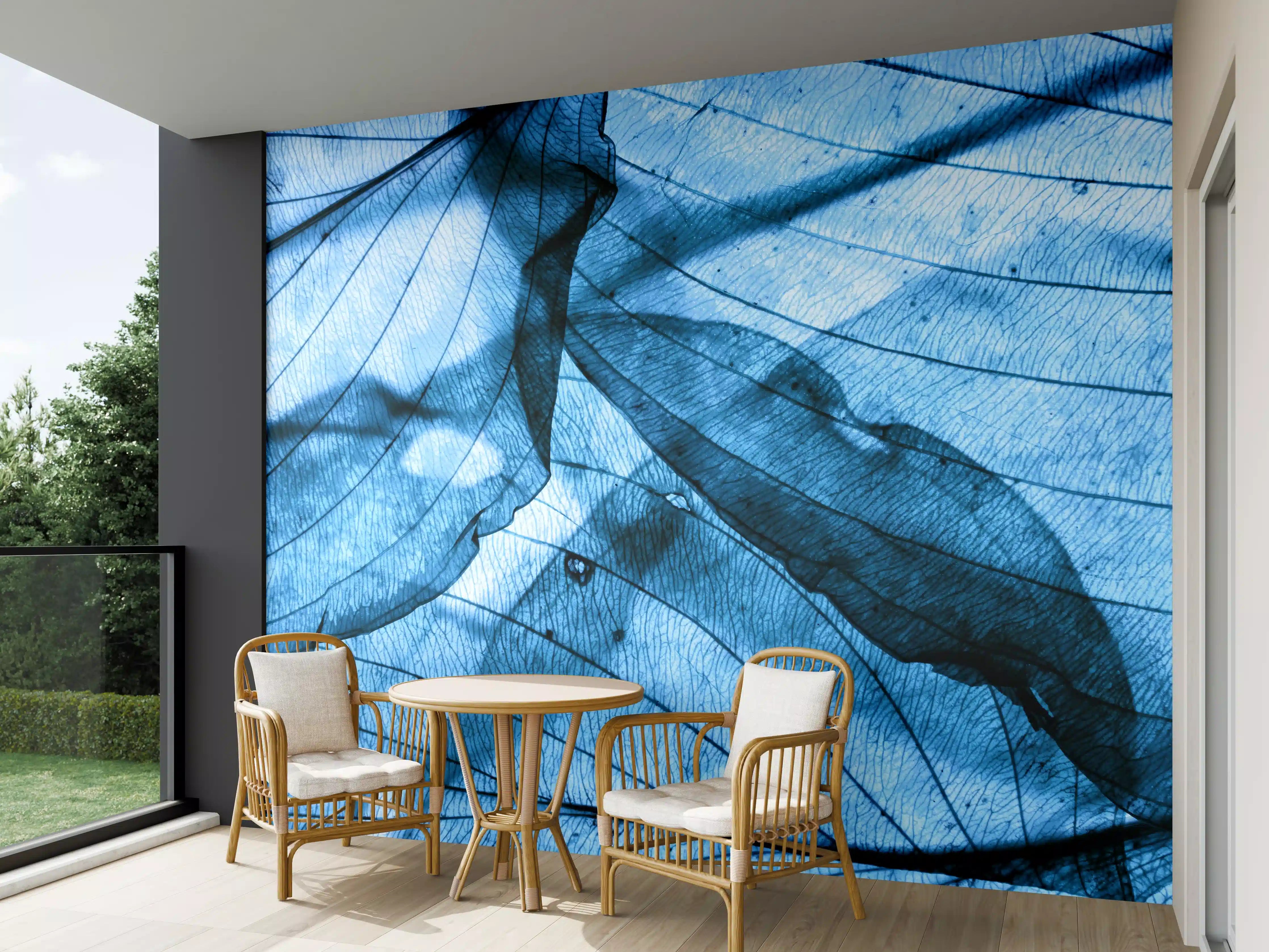 Wandverkleidung außen - Blaue Herbstlaub-Makrotextur