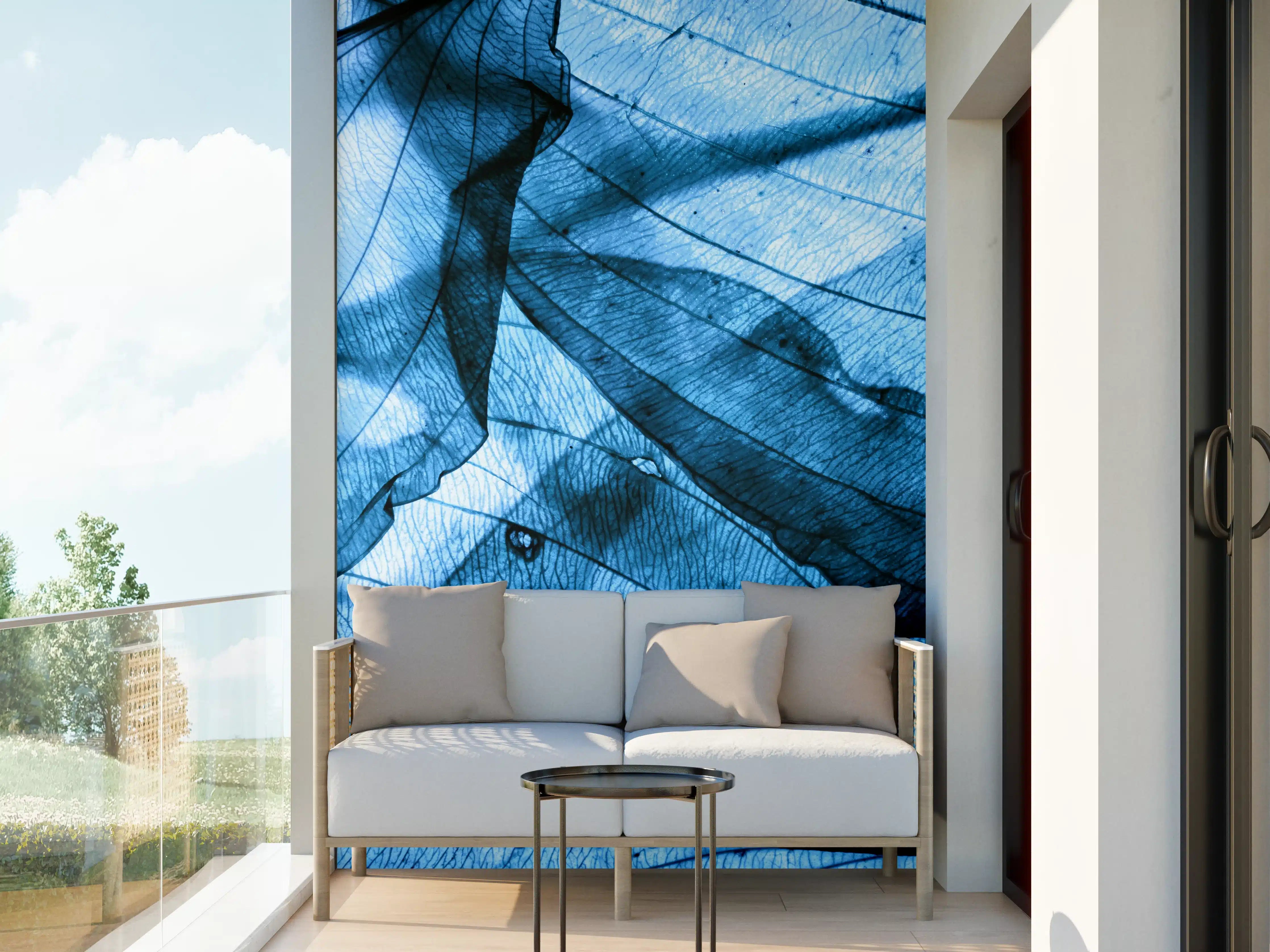 Wandverkleidung außen - Blaue Herbstlaub-Makrotextur