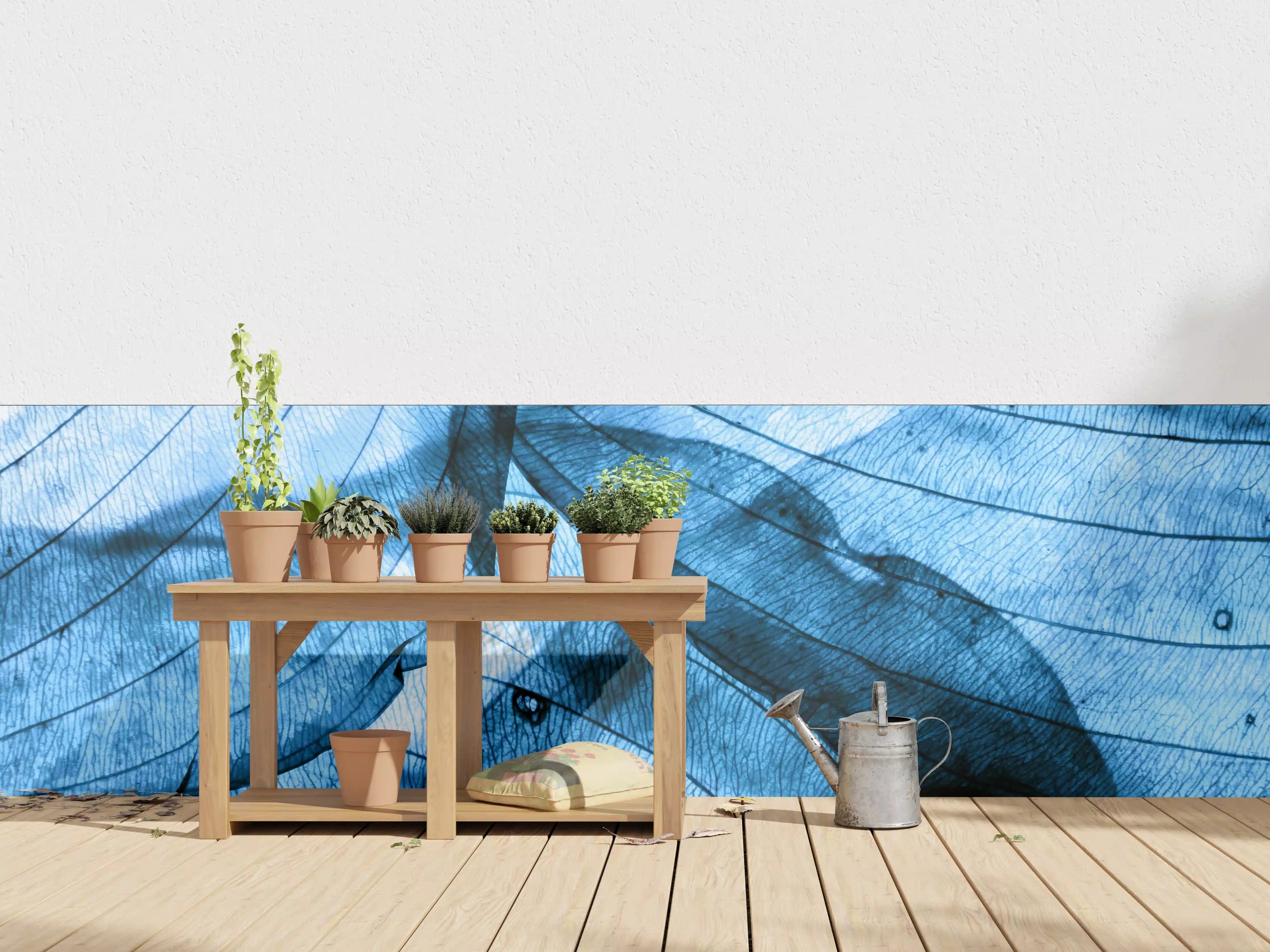 Wandverkleidung außen - Blaue Herbstlaub-Makrotextur