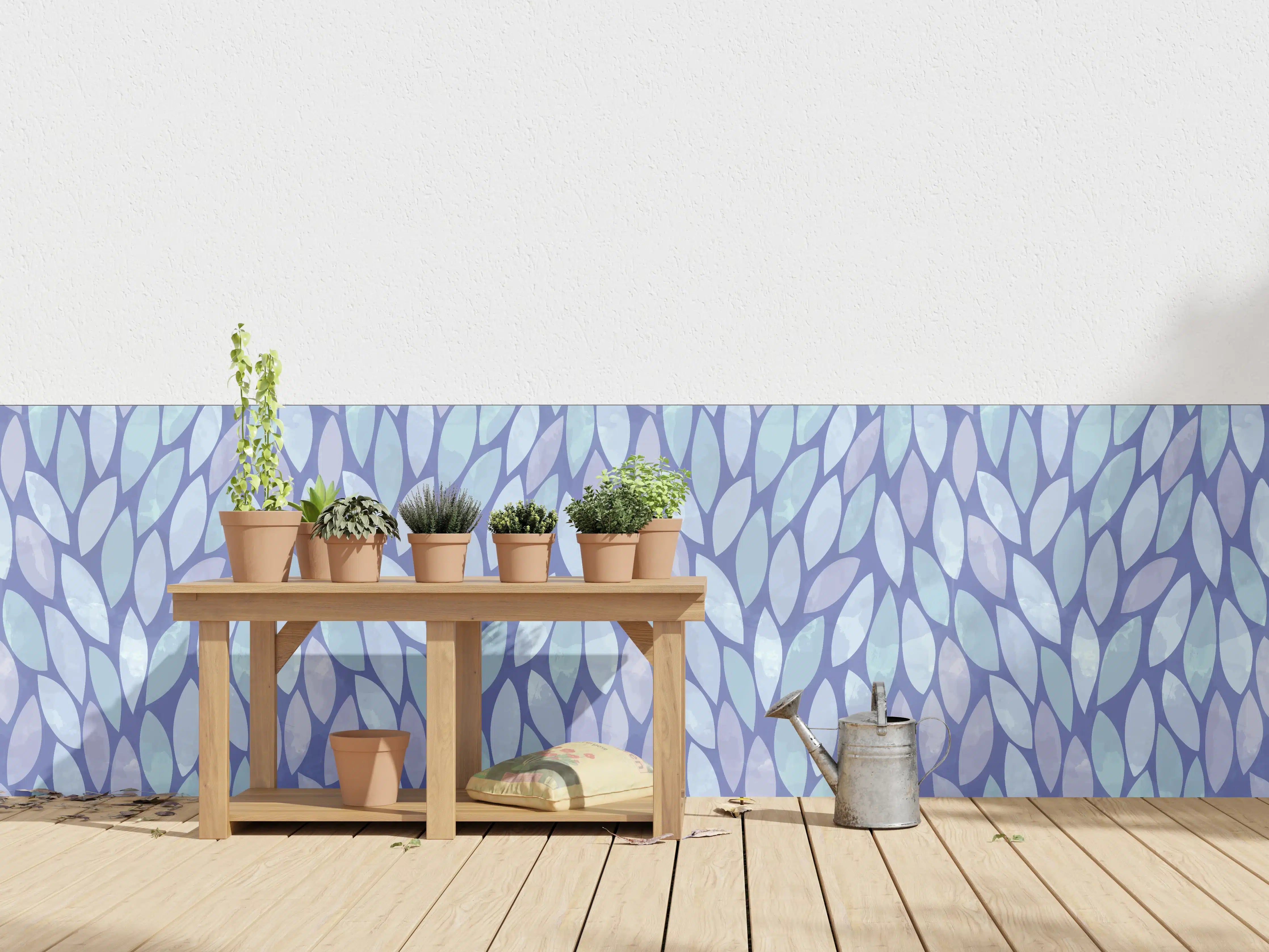 Wandverkleidung außen - Blaue Mosaik-Musterwand mit Pastellfarben