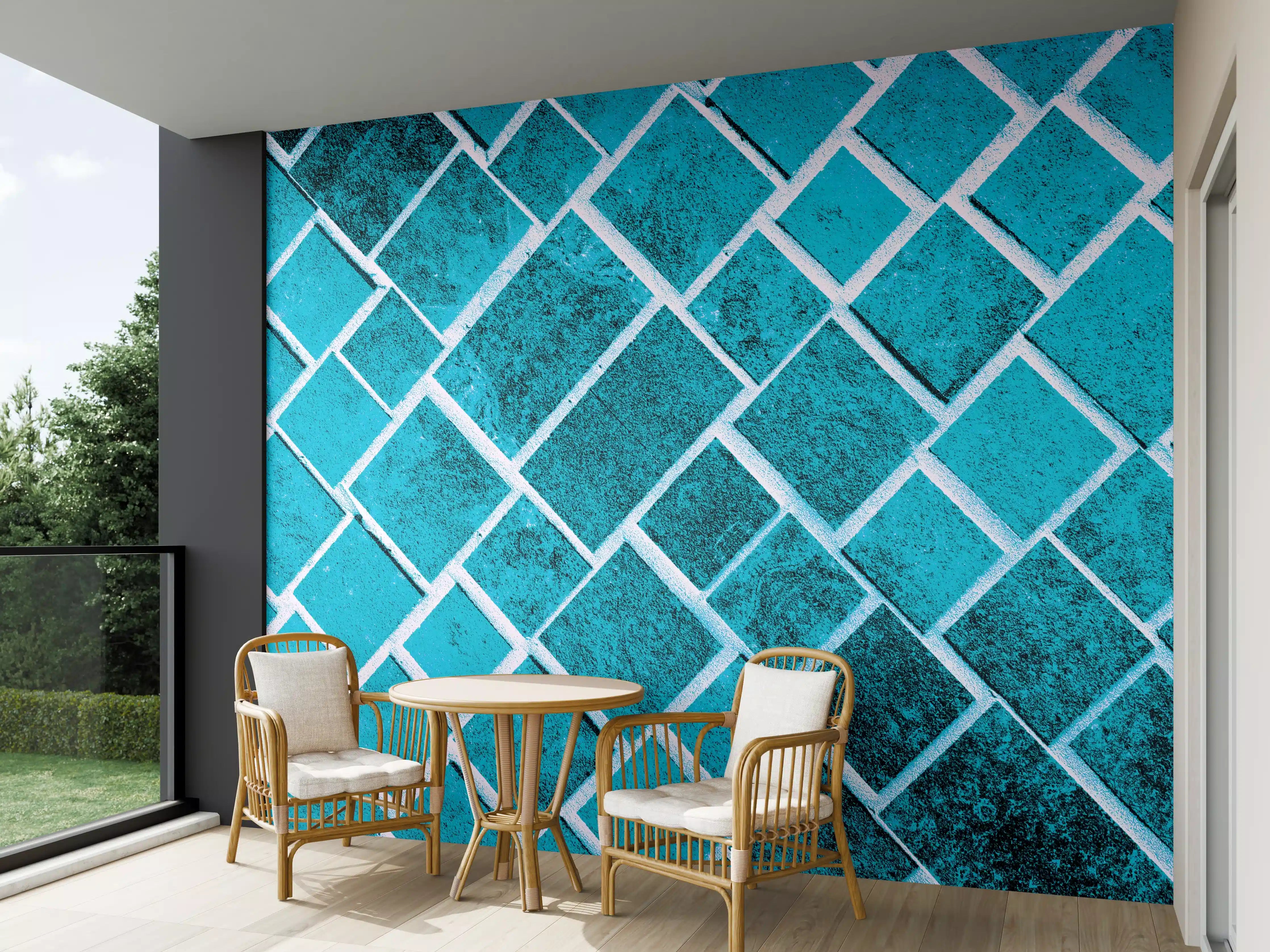 Wandverkleidung außen - Blaue Mosaikfliesen in Wasseroptik