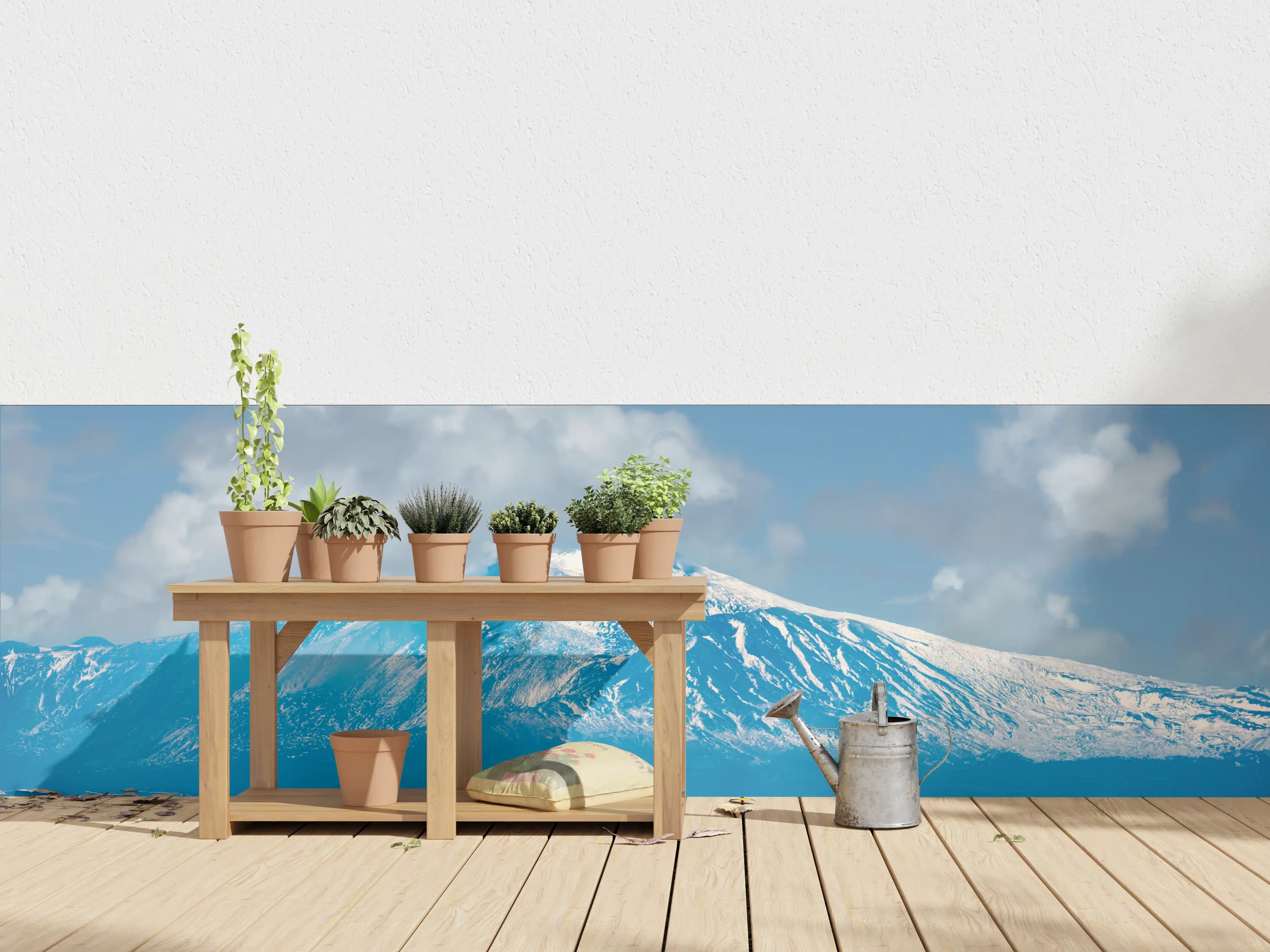 Wandverkleidung außen - Blaue Schnee-Berglandschaft