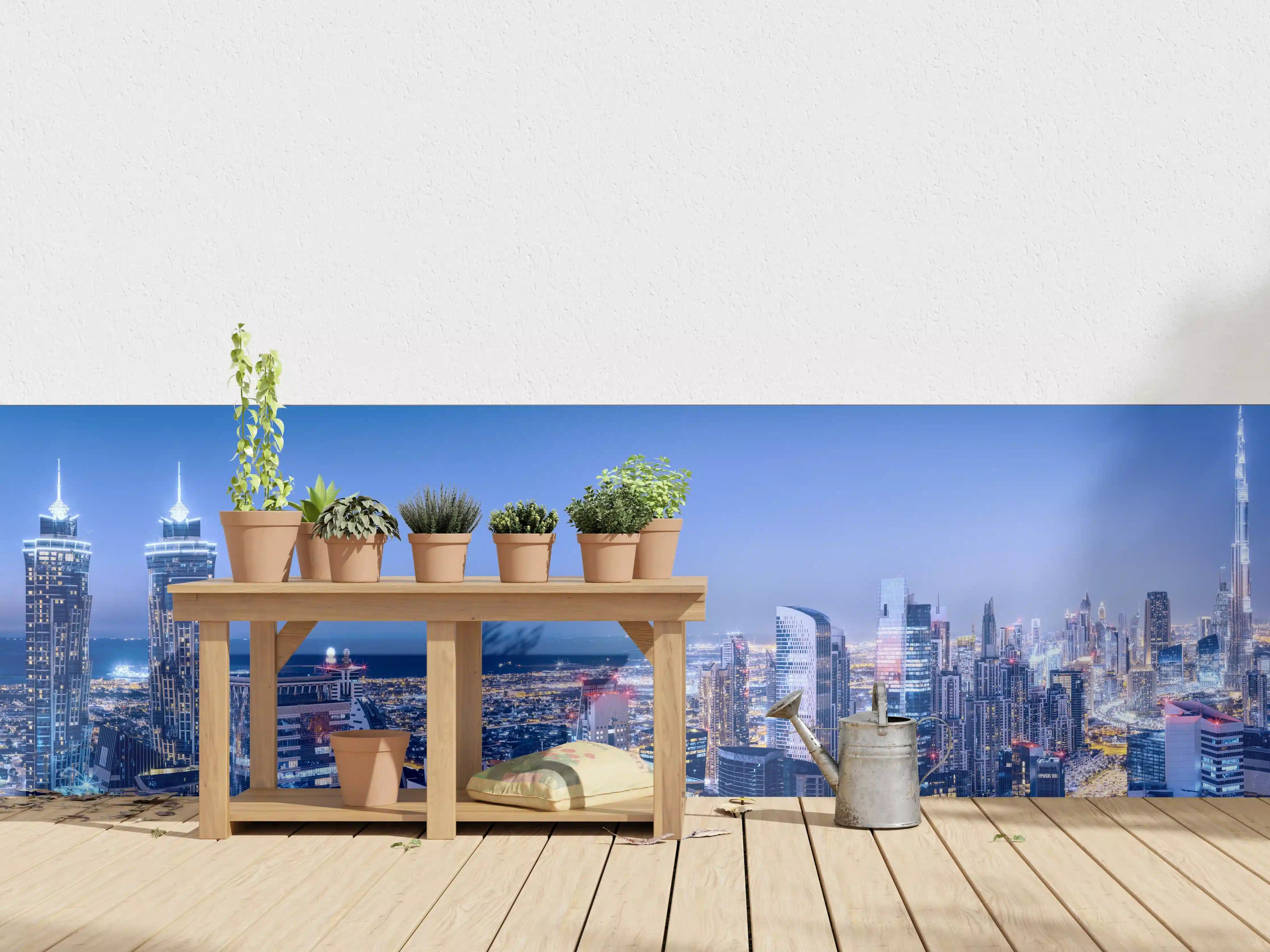 Wandverkleidung außen - Blaue Skyline bei Nacht
