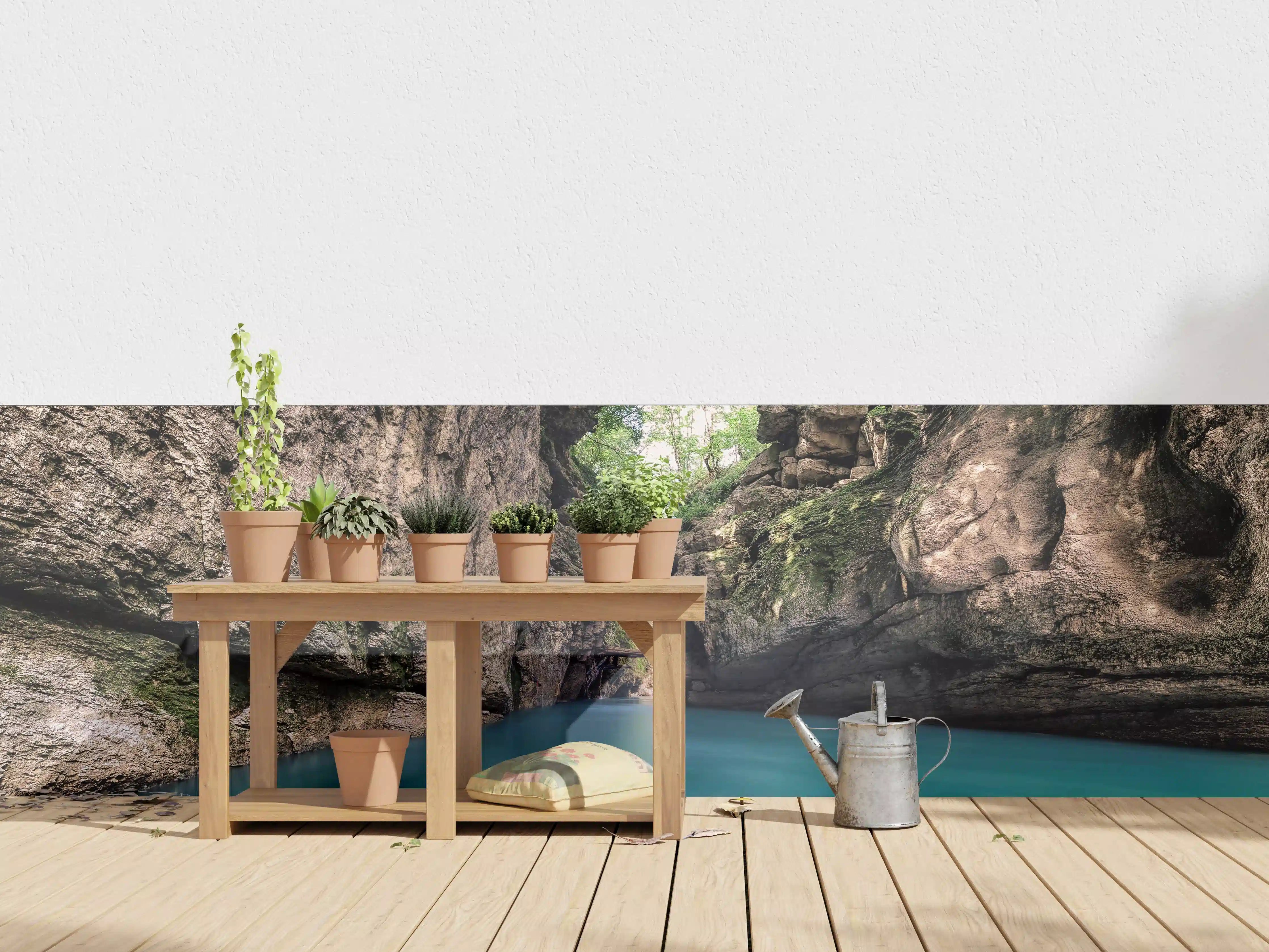 Wandverkleidung außen - Blauer Fluss in enger Felsenschlucht