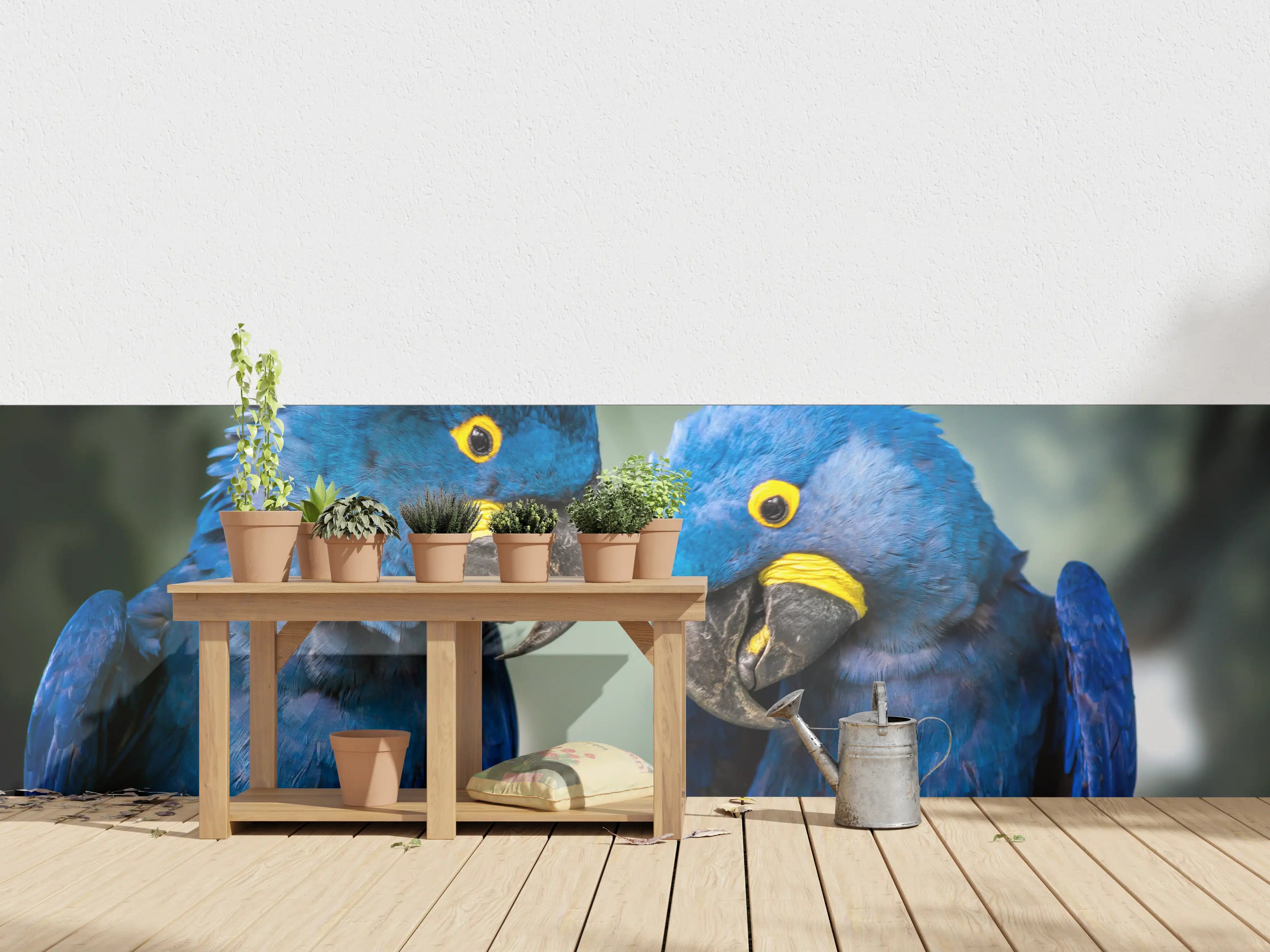 Wandverkleidung außen - Blauer Gelbschwarzer Ara
