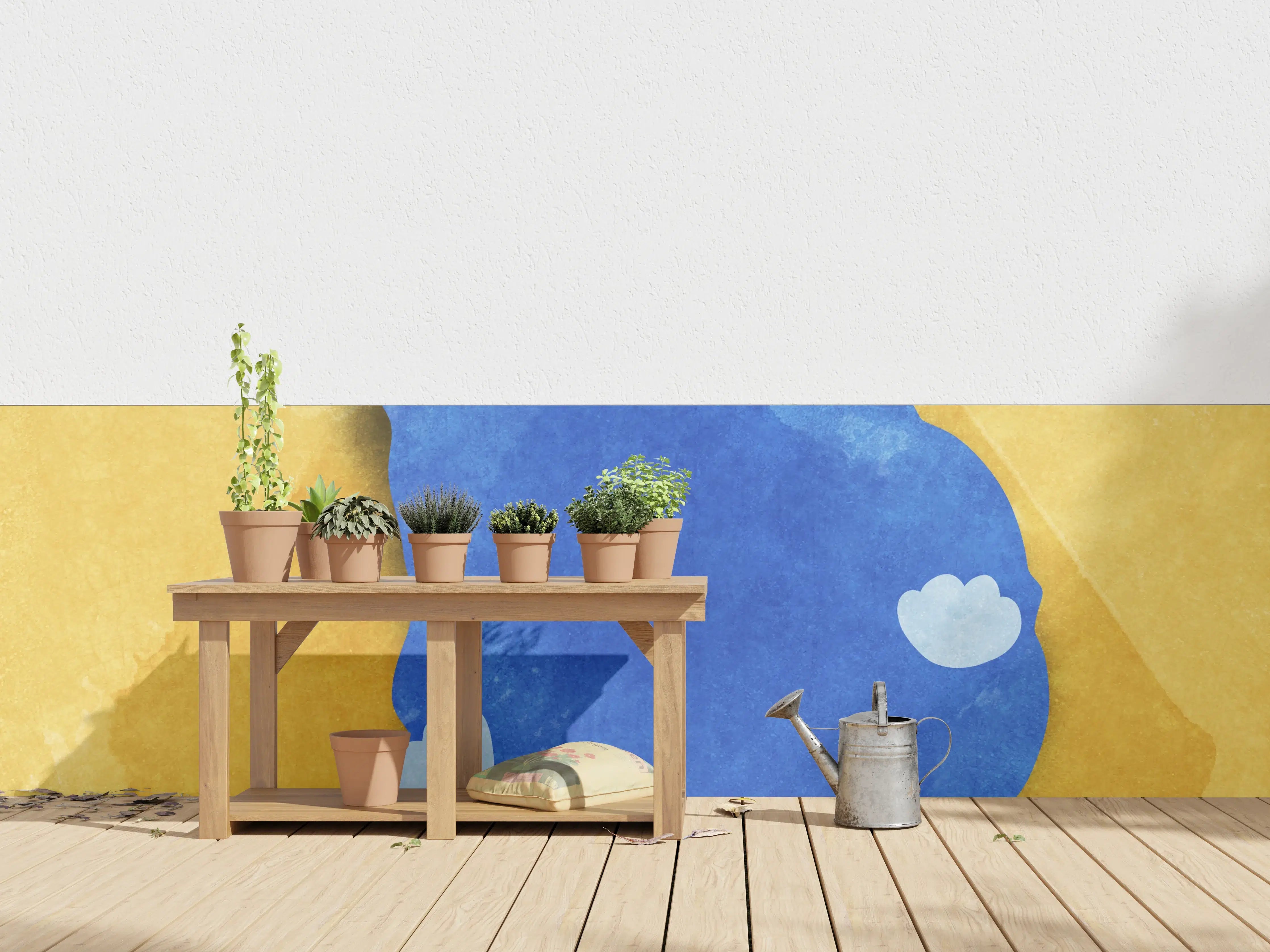 Wandverkleidung außen - Blauer Lustiger Katzen-Print