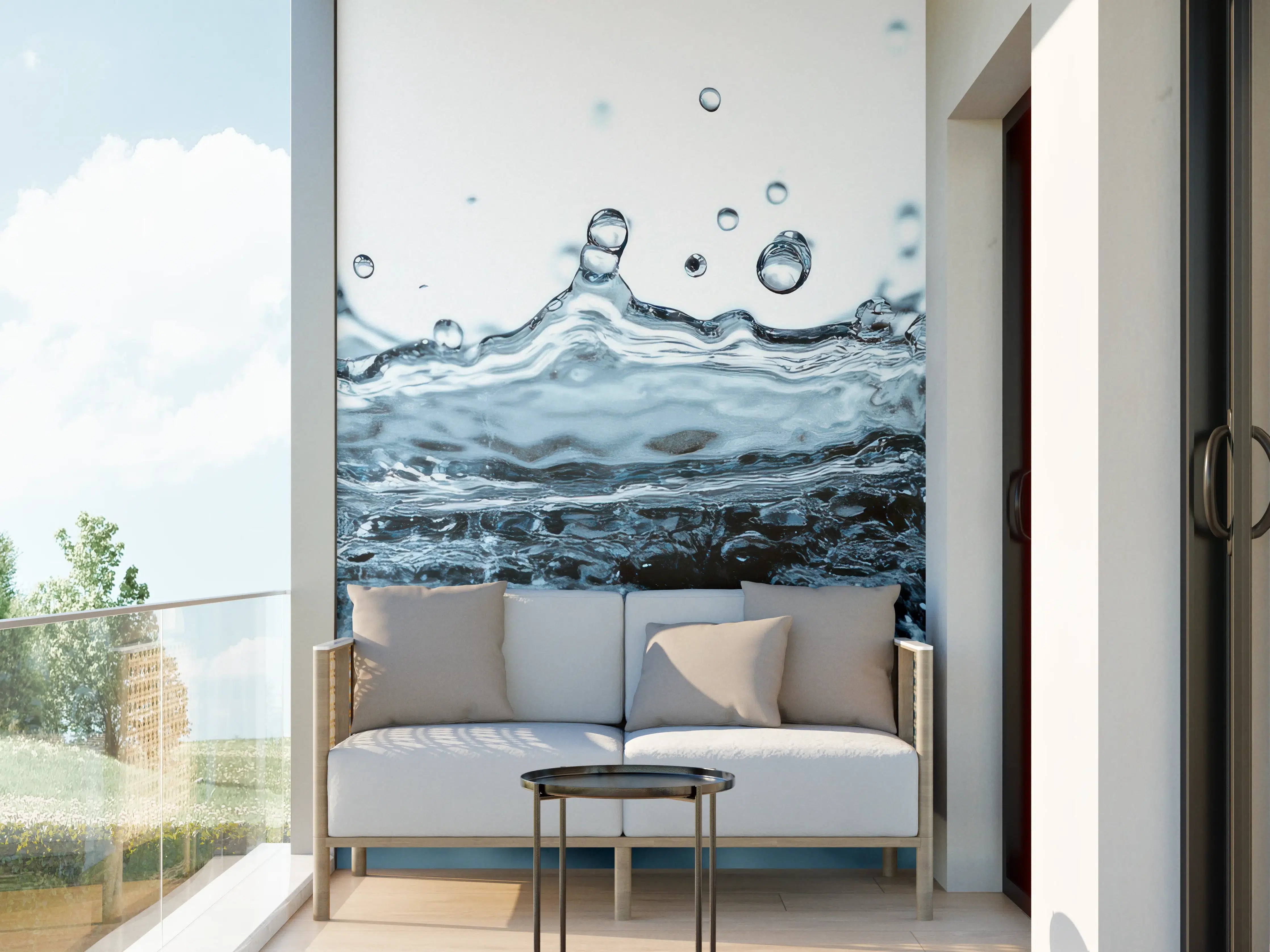 Wandverkleidung außen - Blauer Wasser-Splash