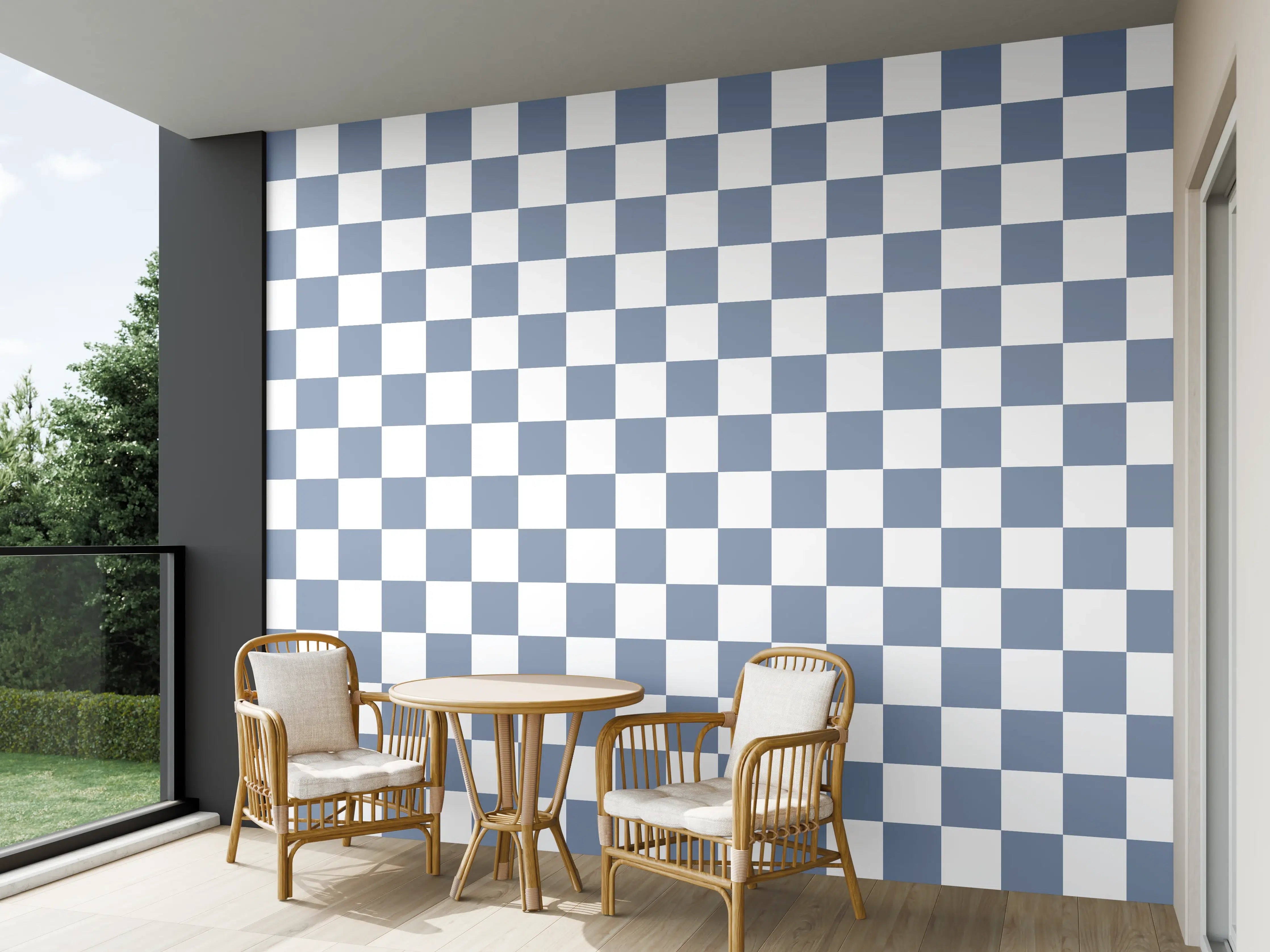 Wandverkleidung außen - Blaues Retro-Design mit Staubeffekt