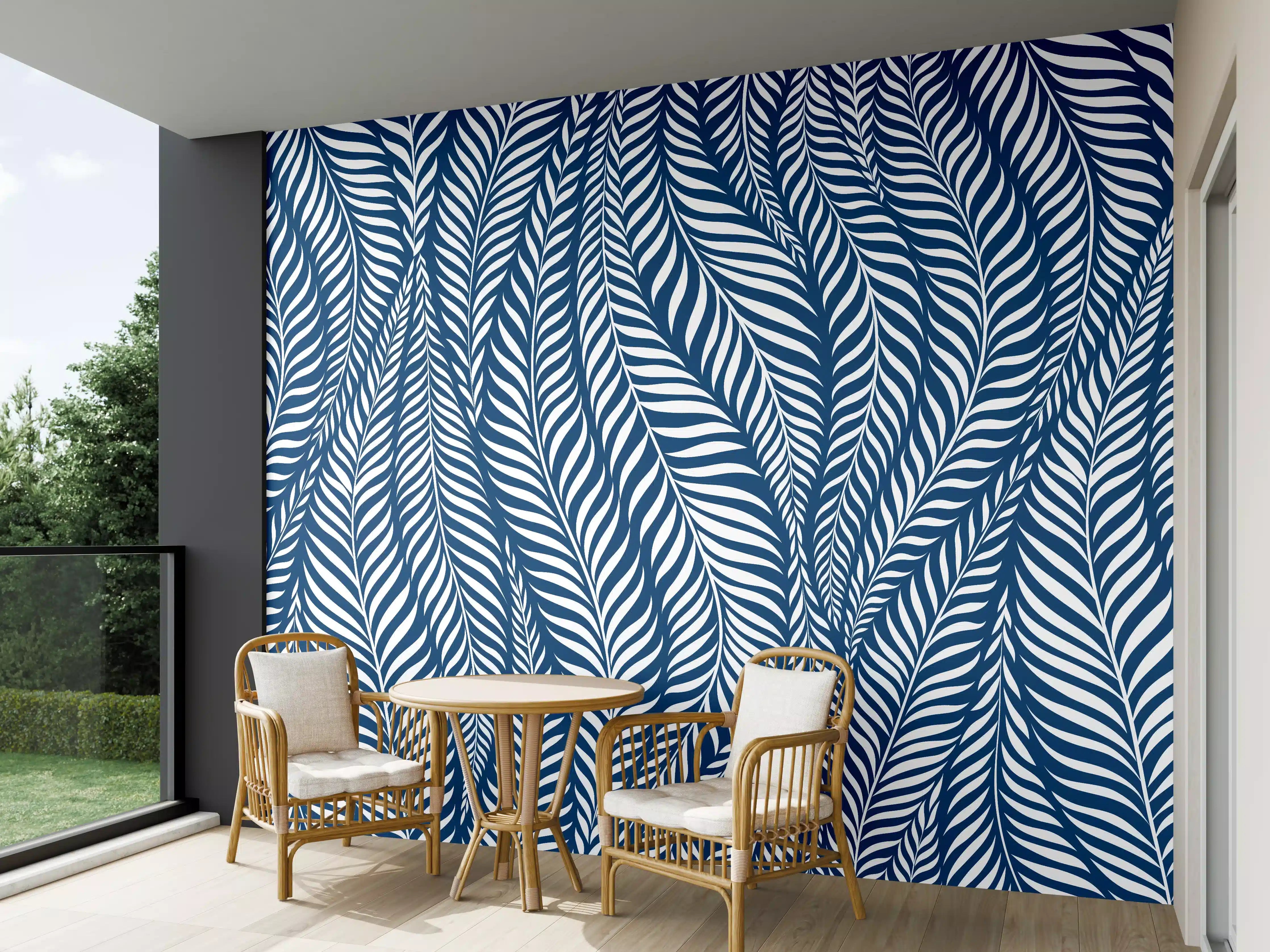 Wandverkleidung außen - Blaues Wellenmuster