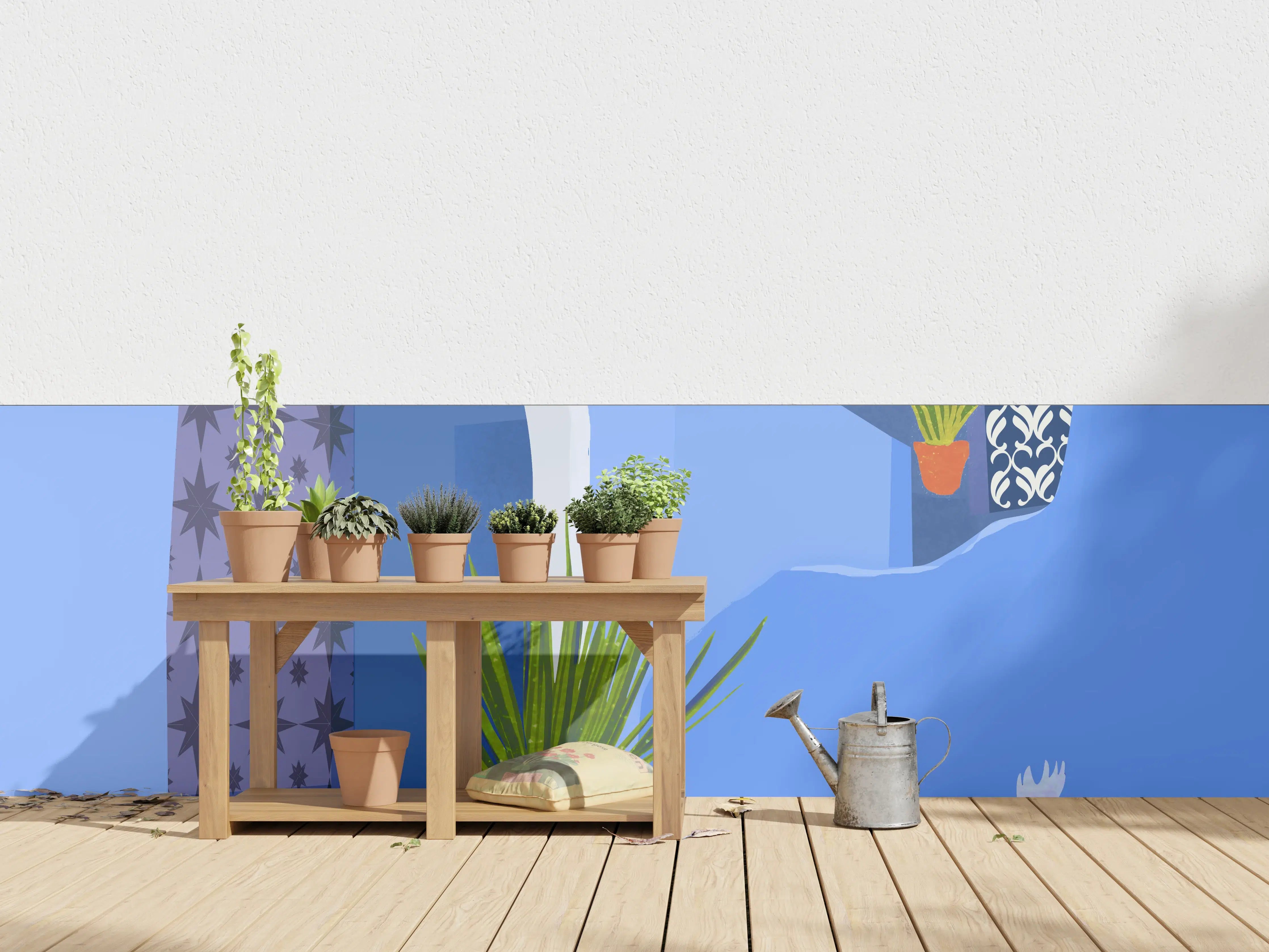 Wandverkleidung außen - Blaugetöntes Marokko Poster