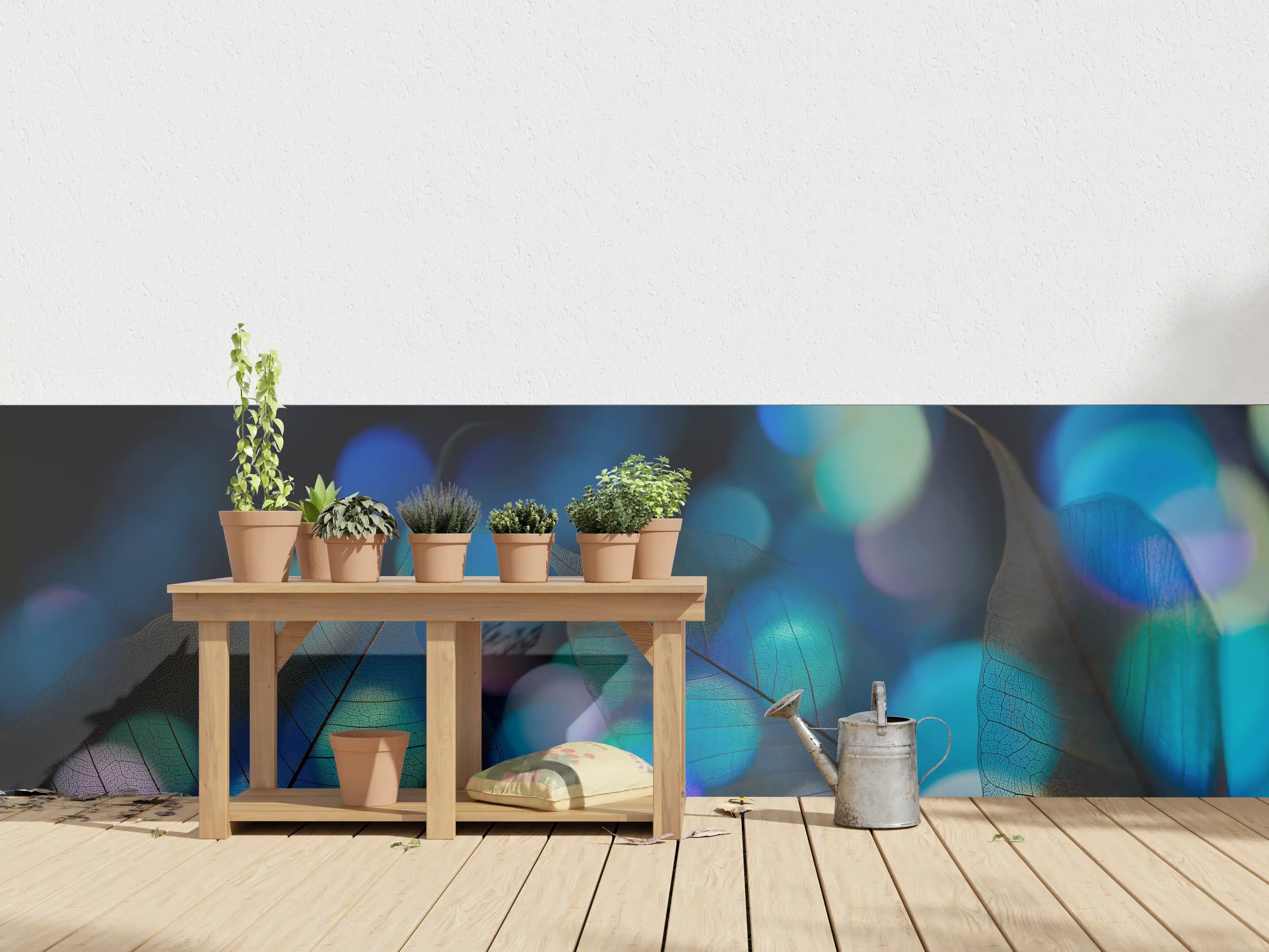 Wandverkleidung außen - Blaugrün Lichtspiel Blatttextur