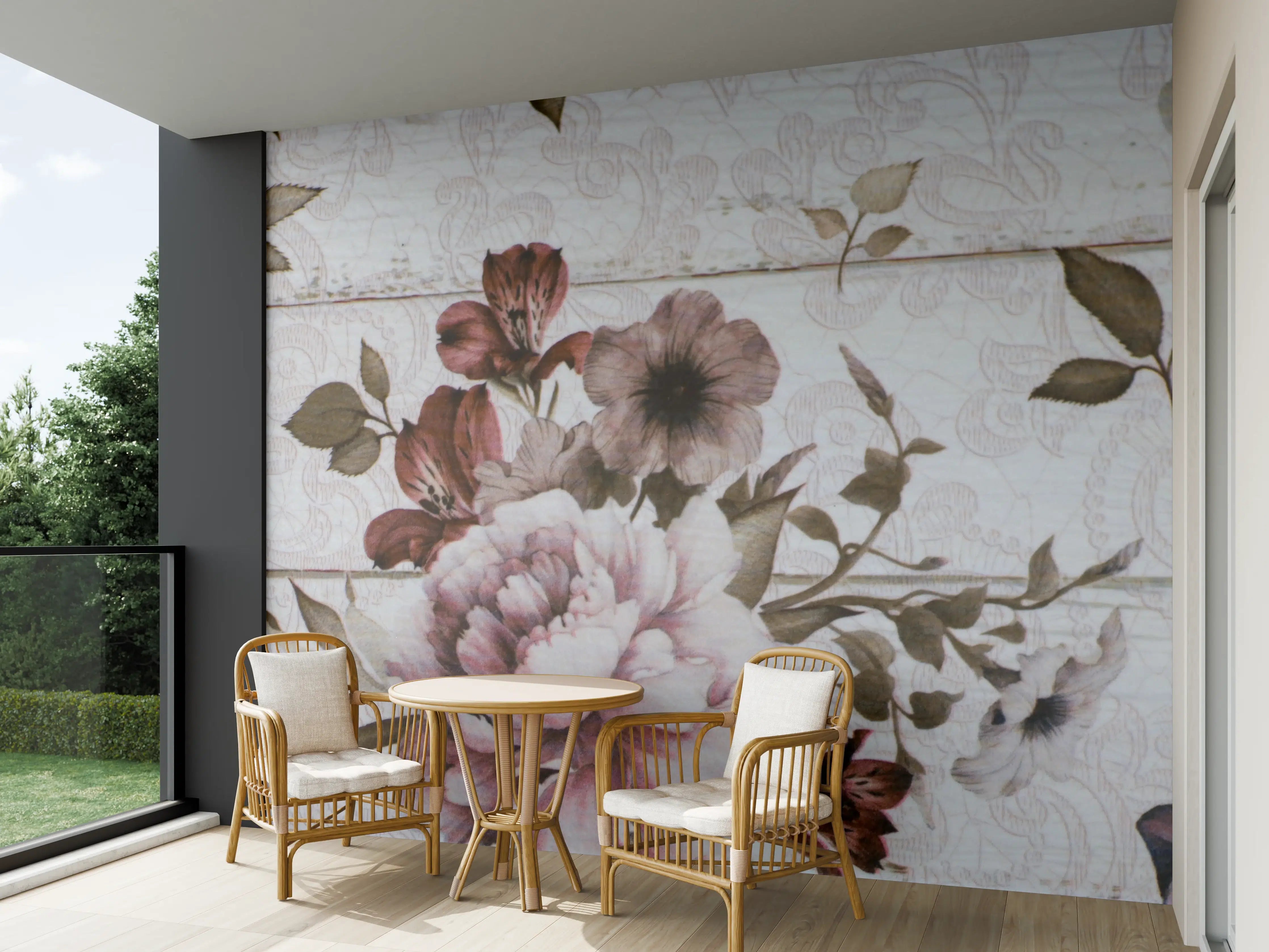 Wandverkleidung außen - Blumendekor in Sanften Pastellfarben