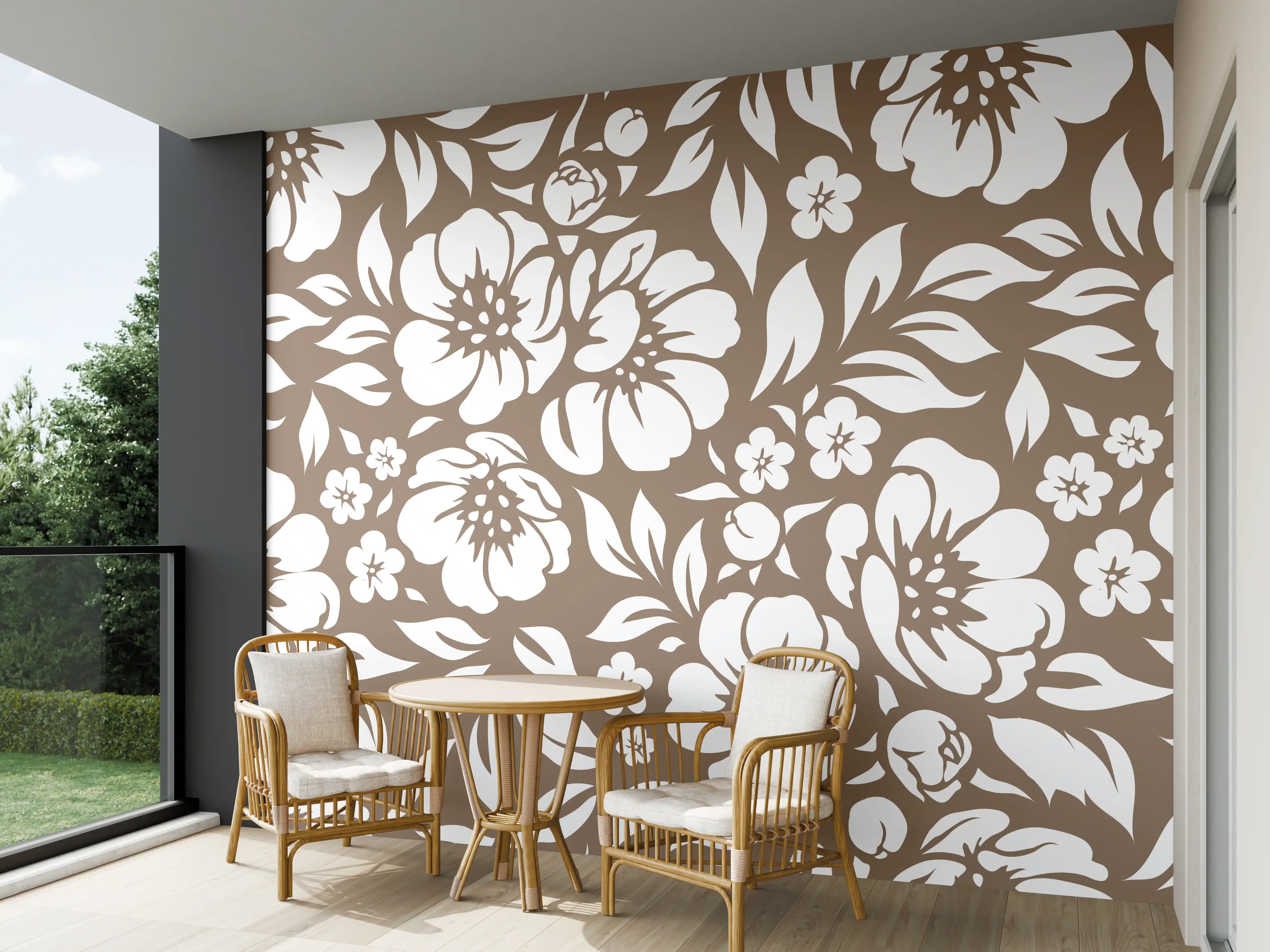 Wandverkleidung außen - Blumenmuster in Braun