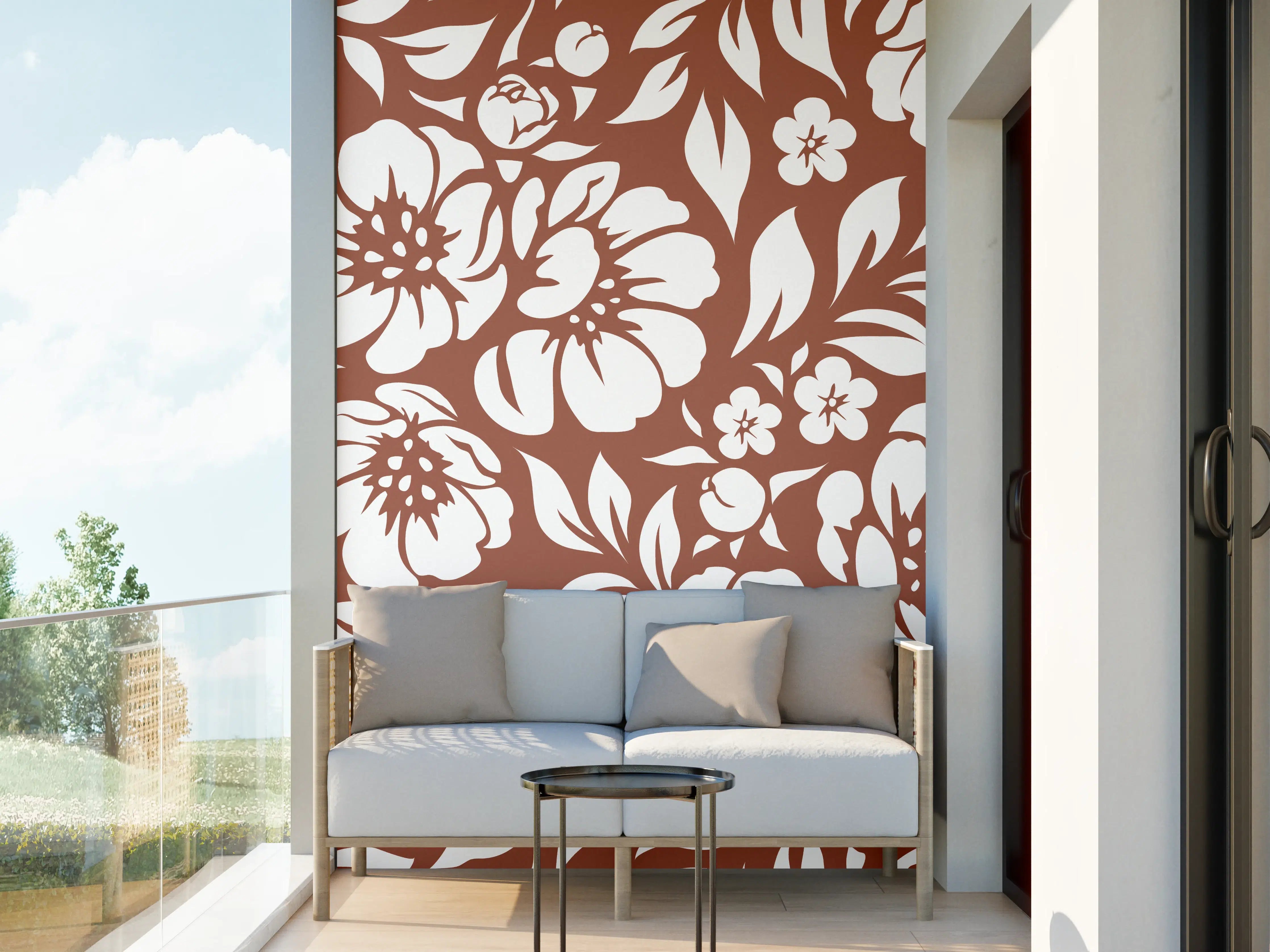 Wandverkleidung außen - Blumenmuster in Braun und zarten Grautönen