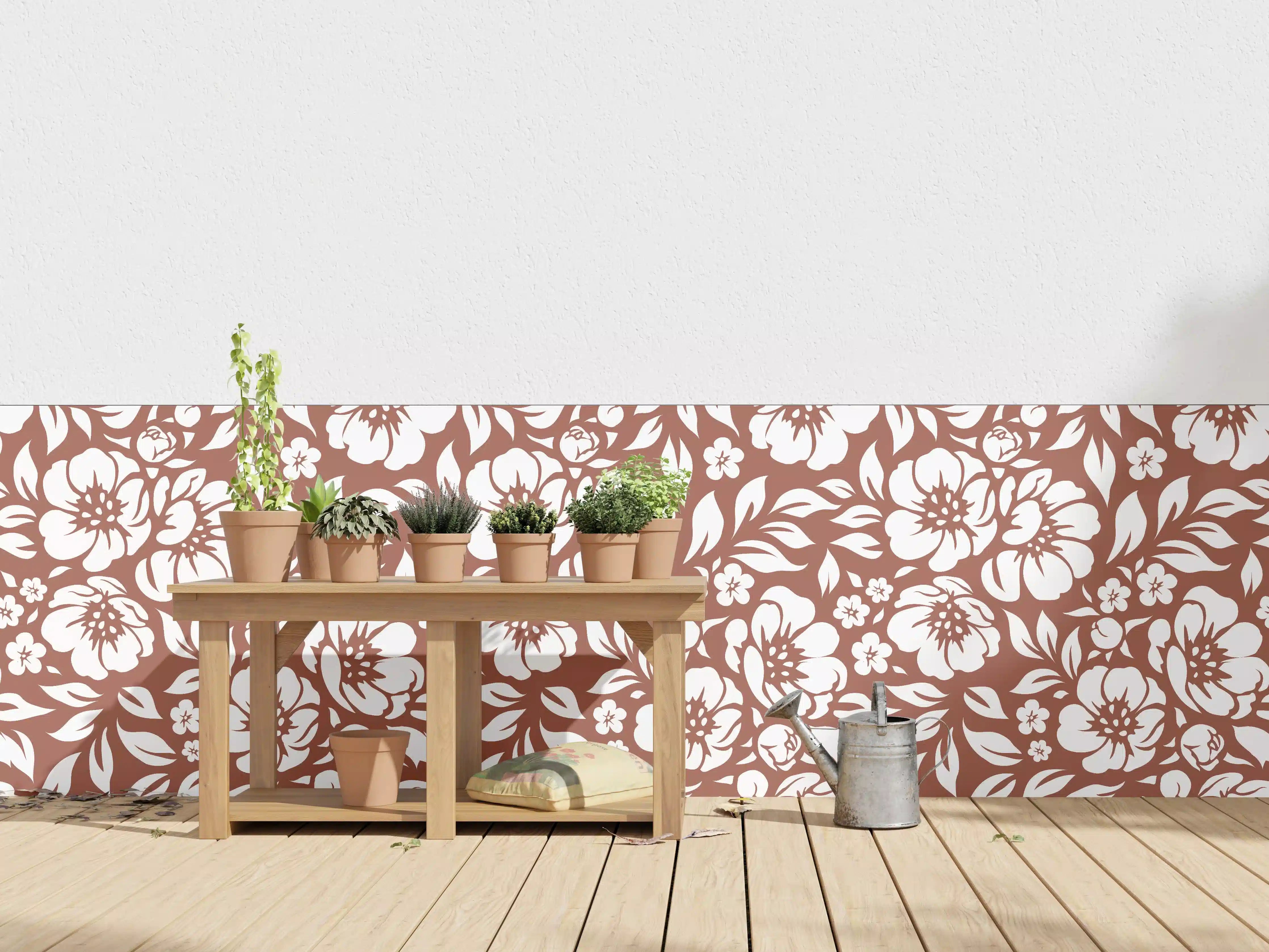 Wandverkleidung außen - Blumenmuster in Braun und zarten Grautönen
