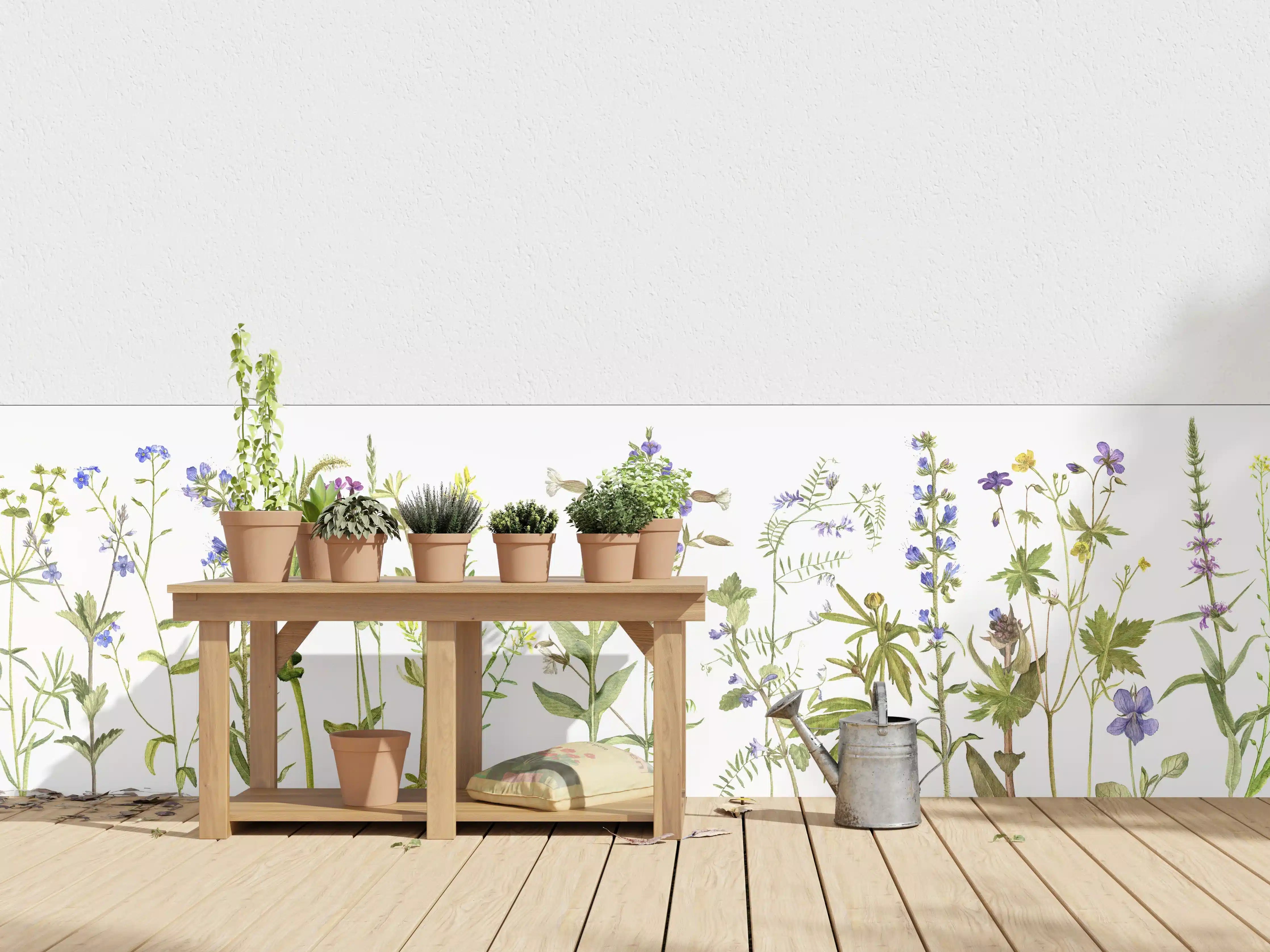 Wandverkleidung außen - Blumenwiese im Frühling mit zarten Farben