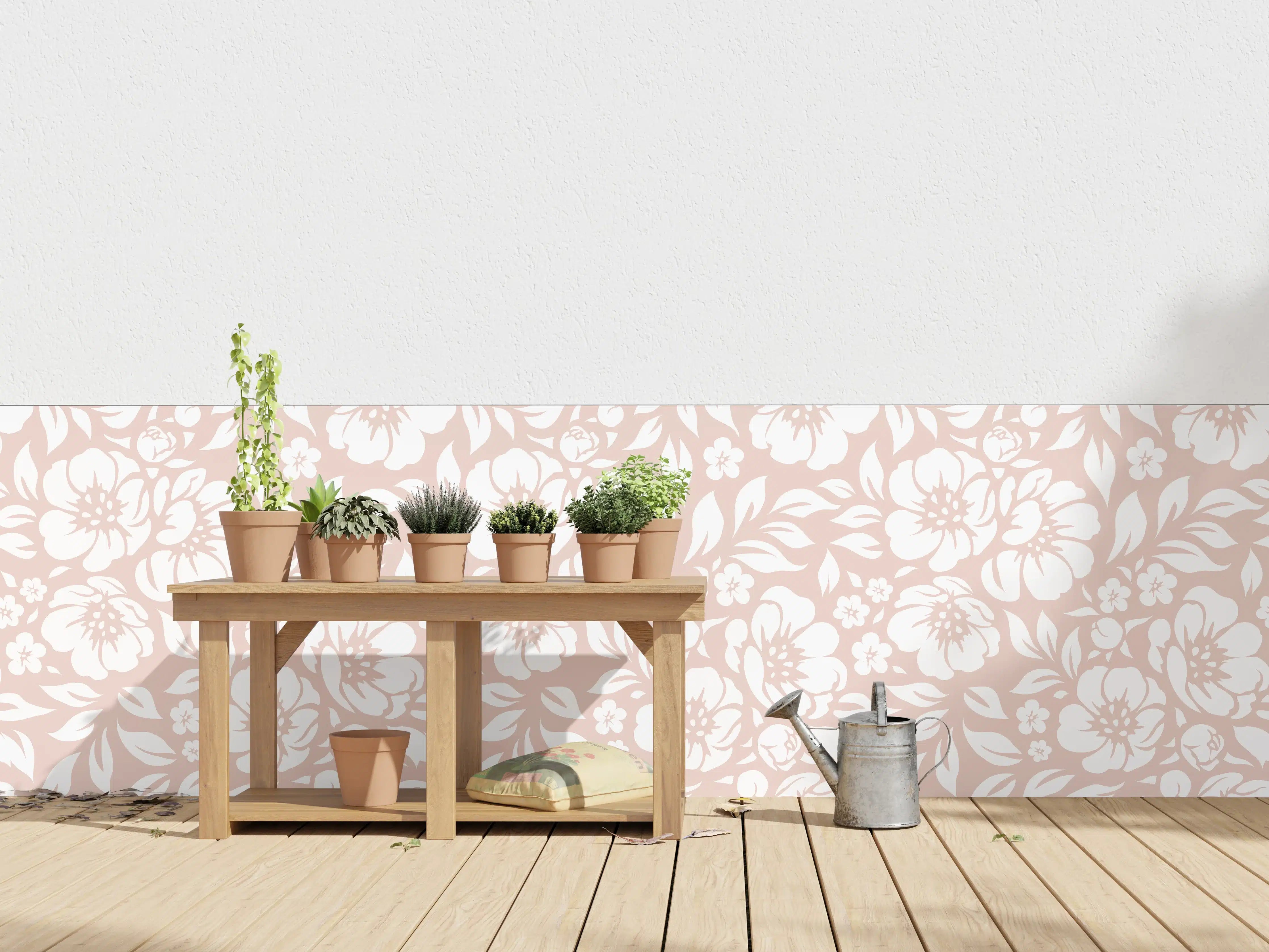 Wandverkleidung außen - Blumiges Fliesendesign in sanften Tönen