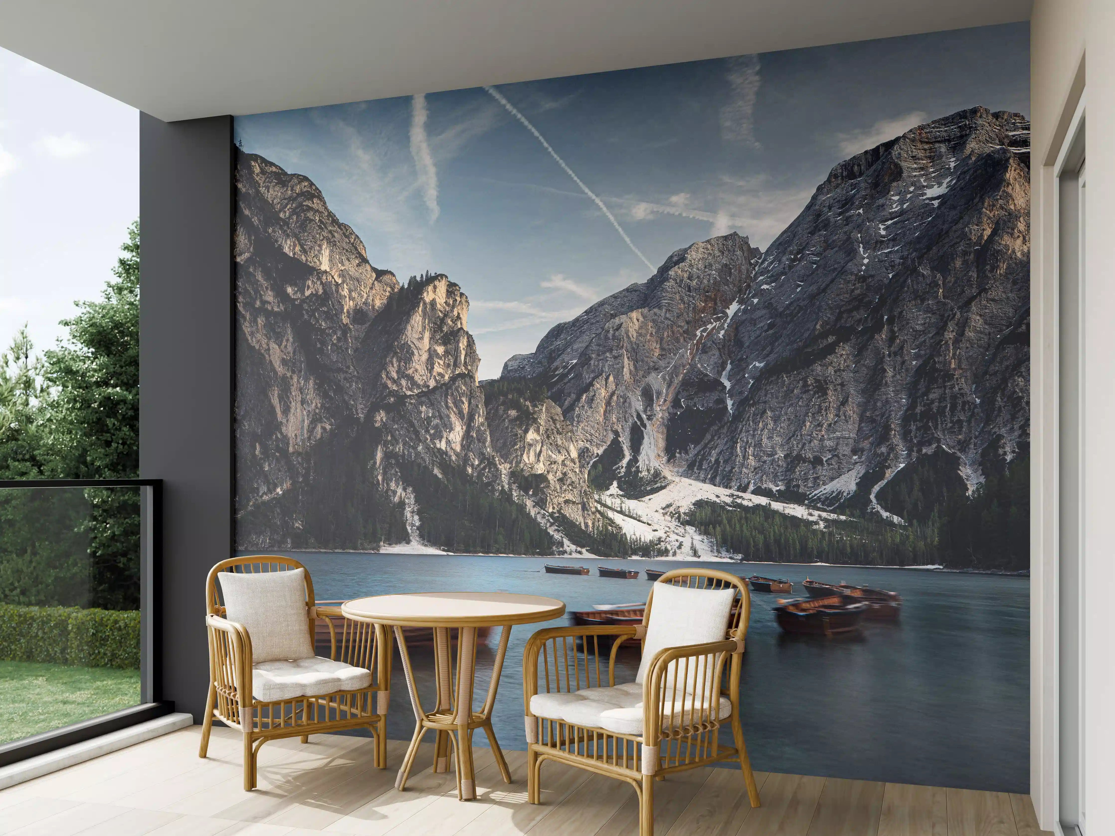 Wandverkleidung außen - Braies See Reflexion Abendstimmung