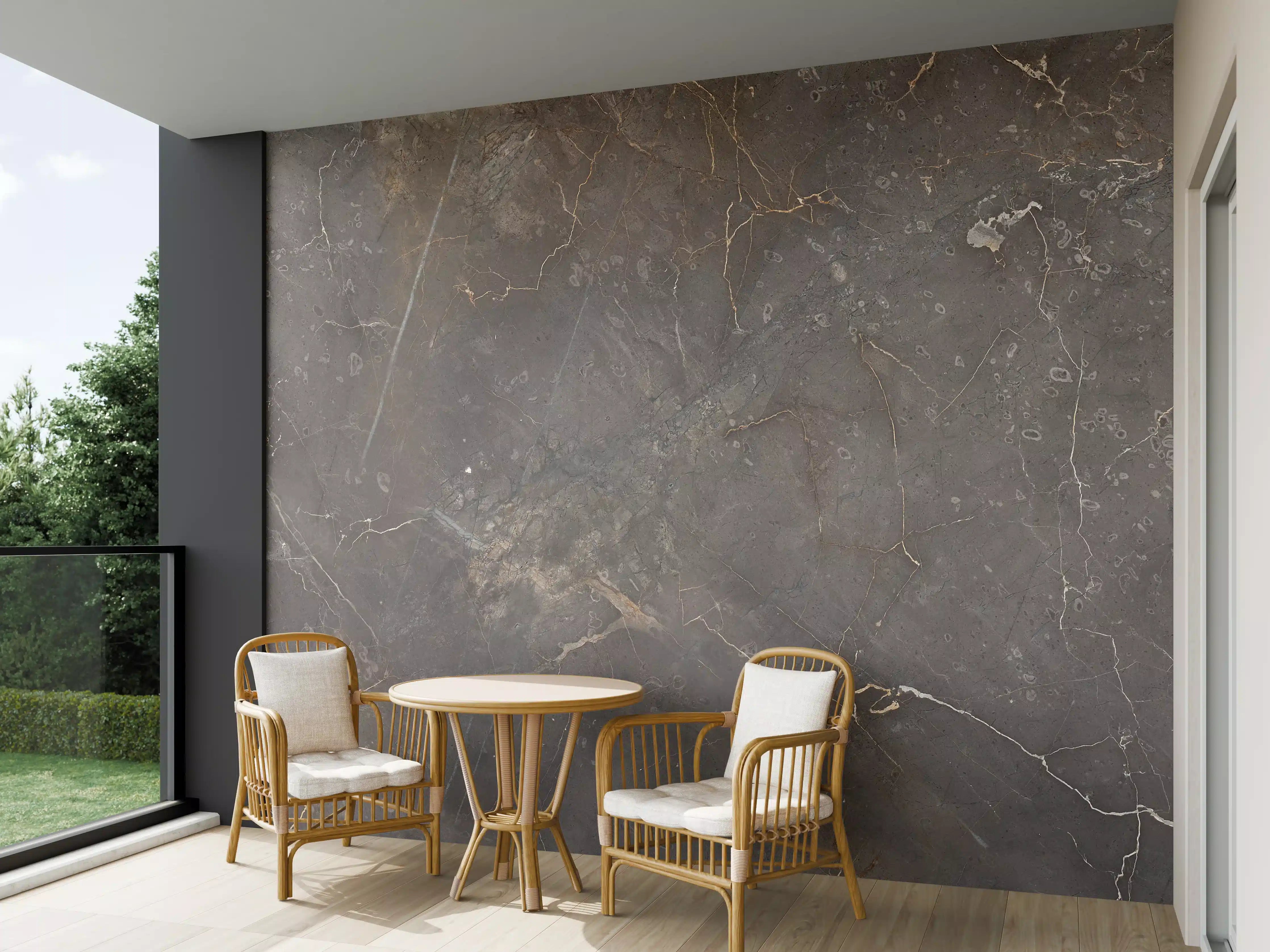 Wandverkleidung außen - Braun-Grauer Marmor mit Adern