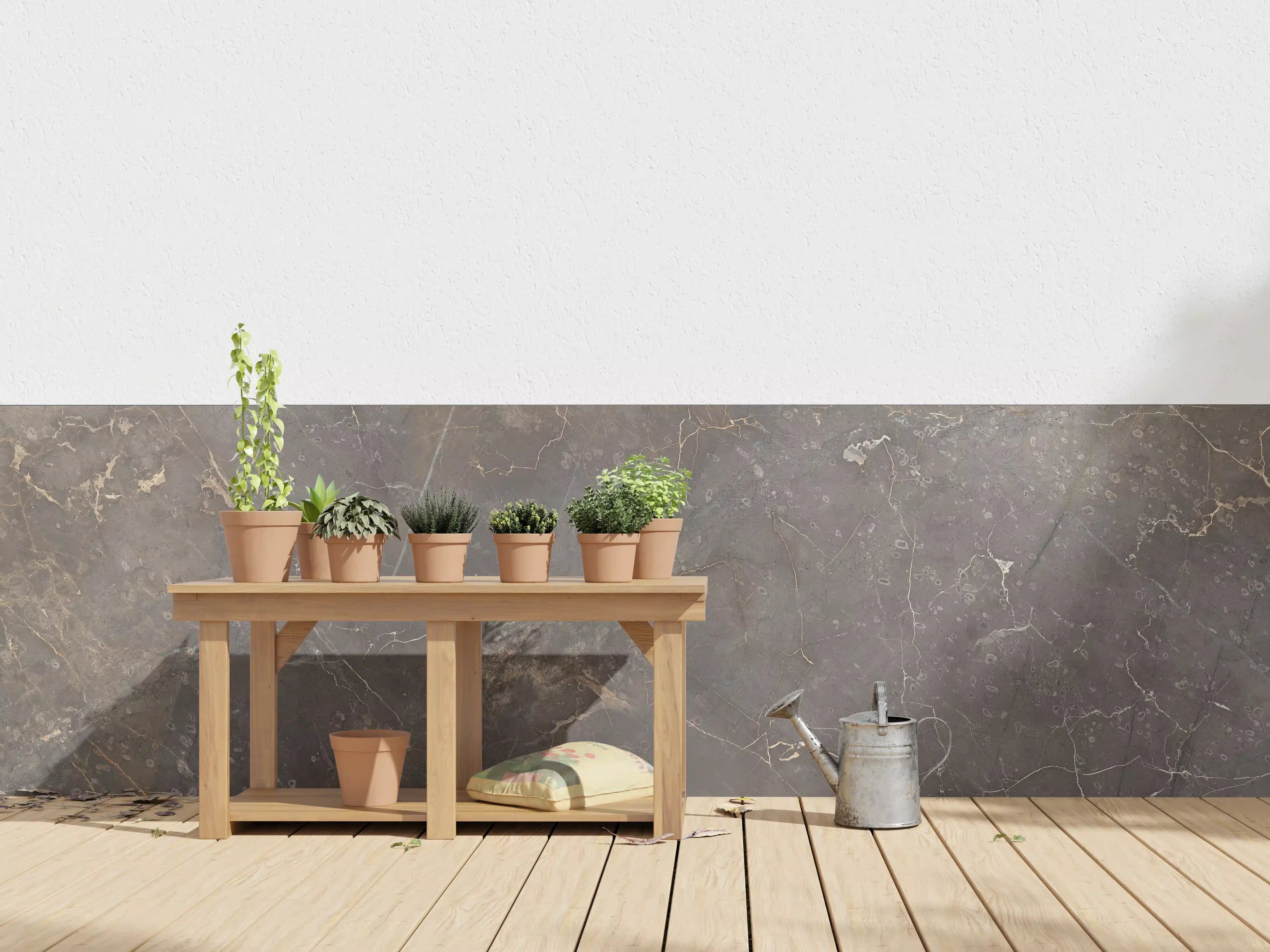 Wandverkleidung außen - Braun-Grauer Marmor mit Adern