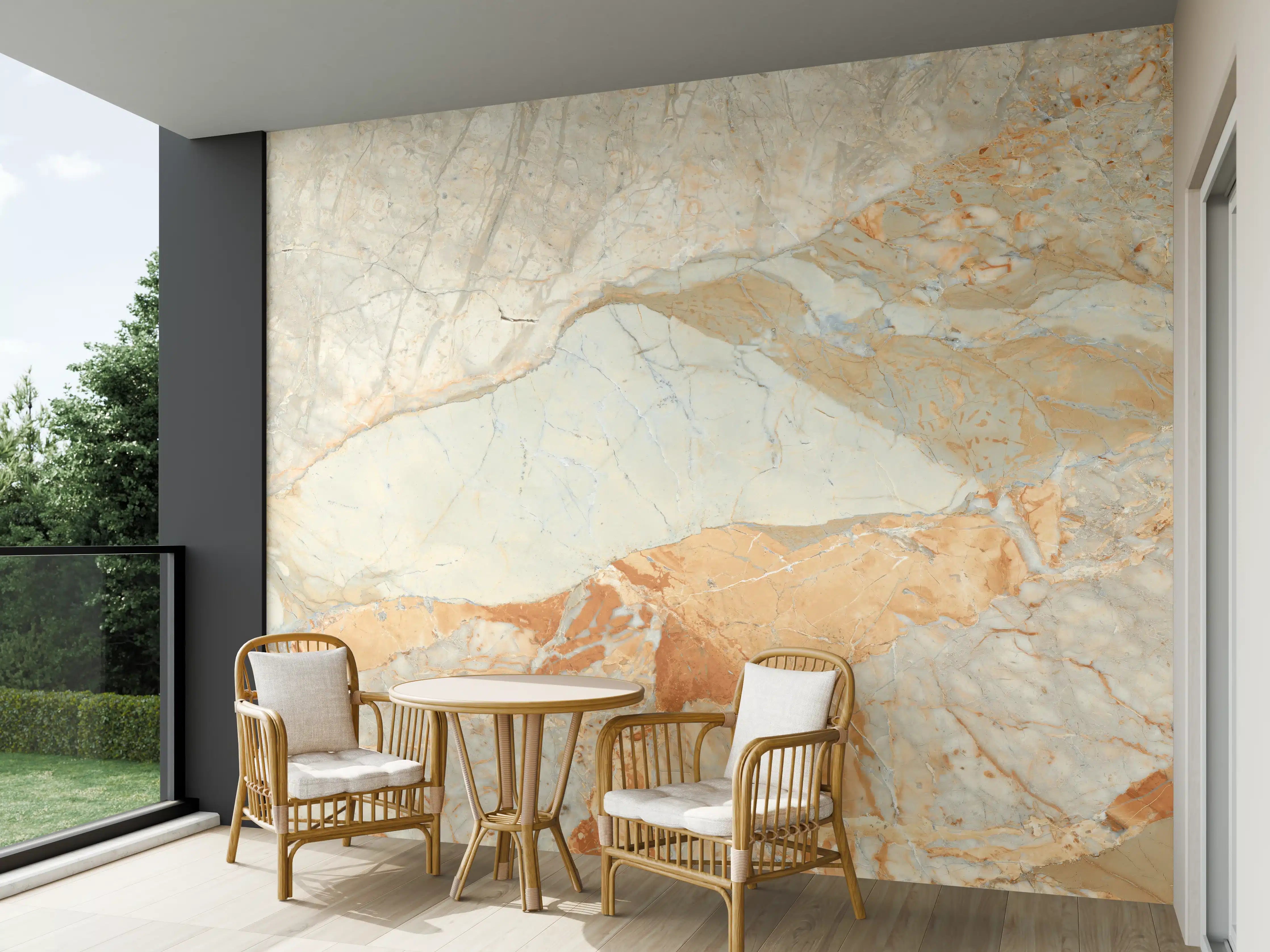 Wandverkleidung außen - Brauner Marmor mit Adern