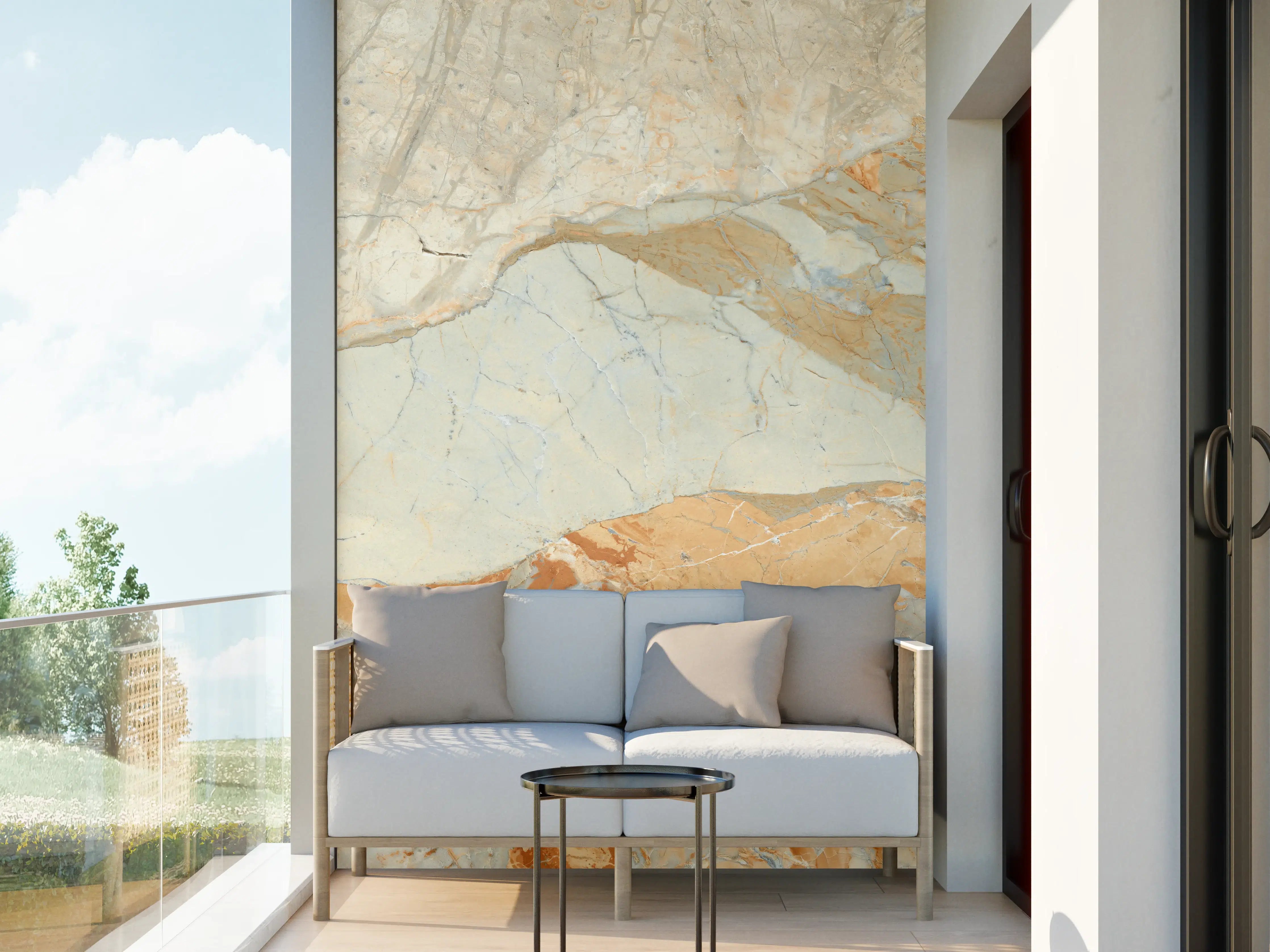 Wandverkleidung außen - Brauner Marmor mit Adern