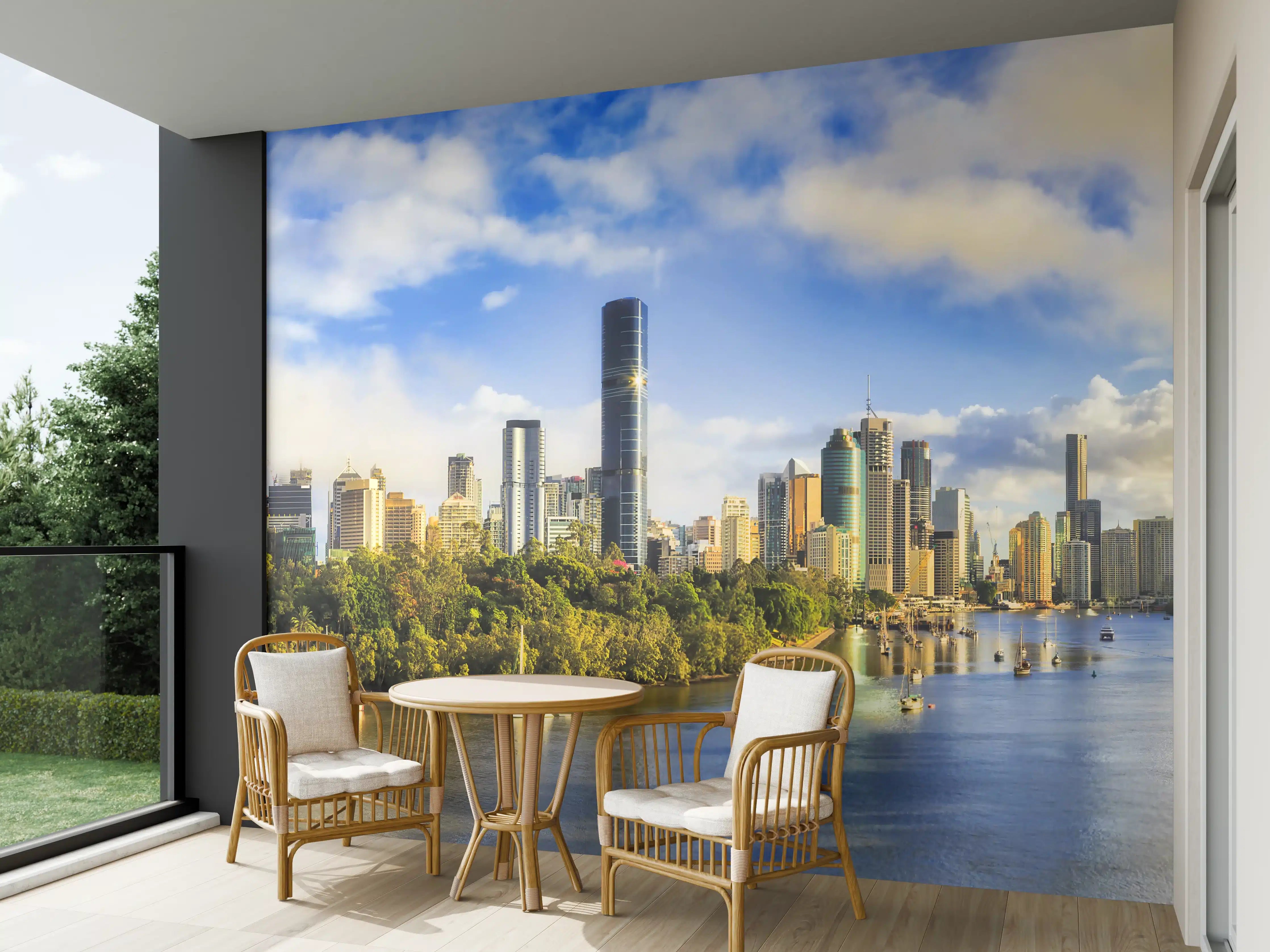 Wandverkleidung außen - Brisbane Skyline mit Fluss