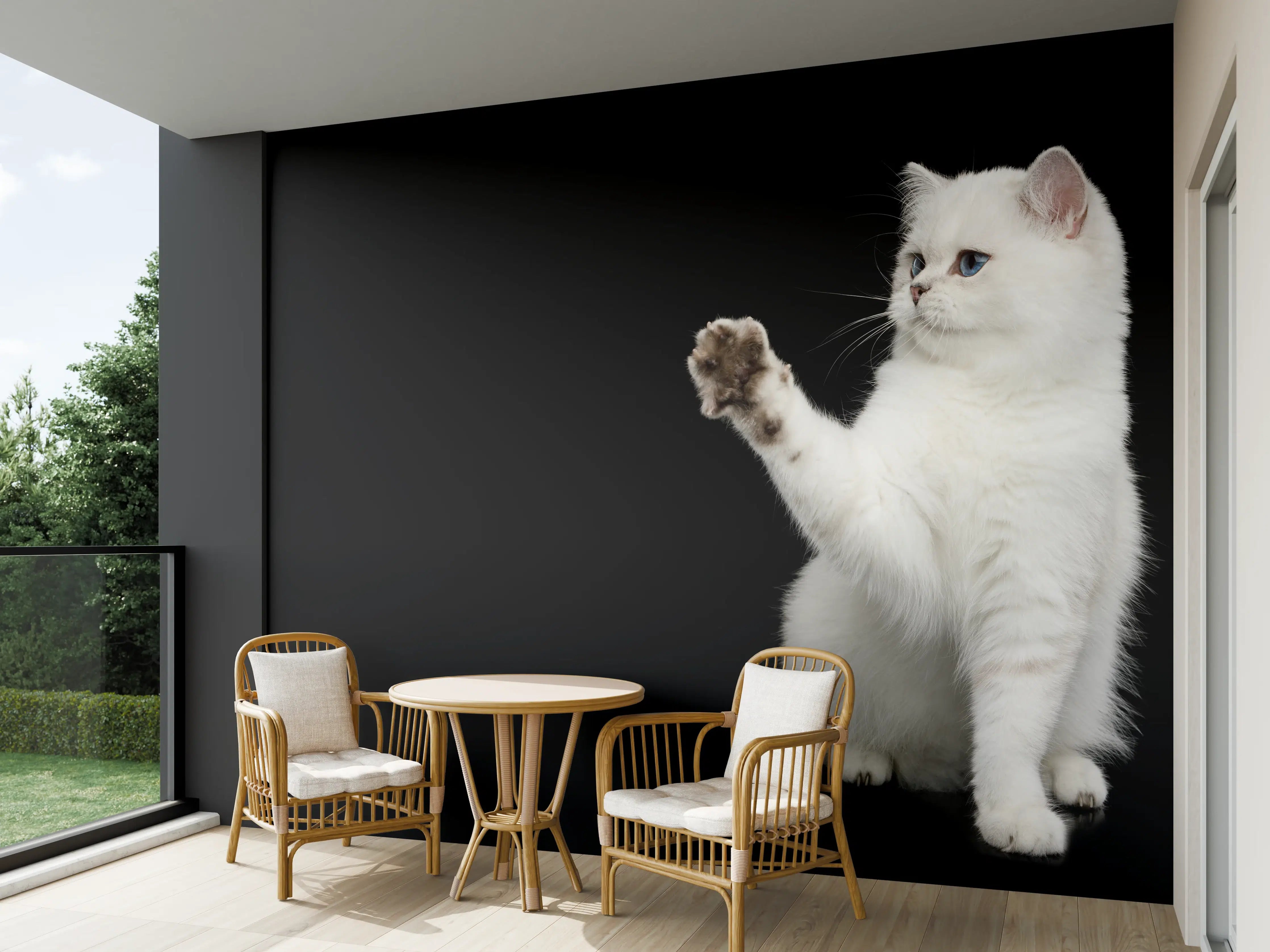 Wandverkleidung außen - British weiße Katze