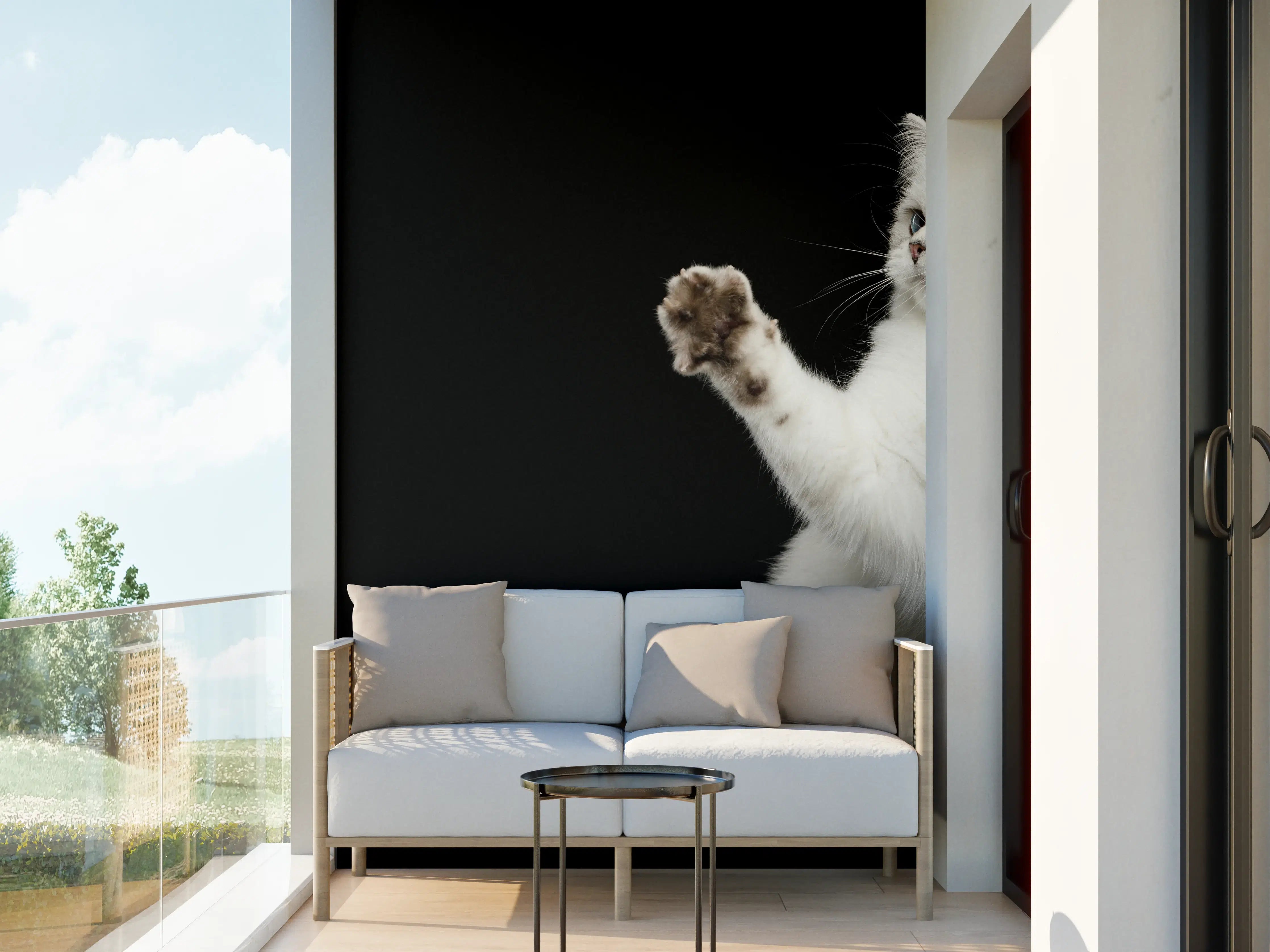 Wandverkleidung außen - British weiße Katze