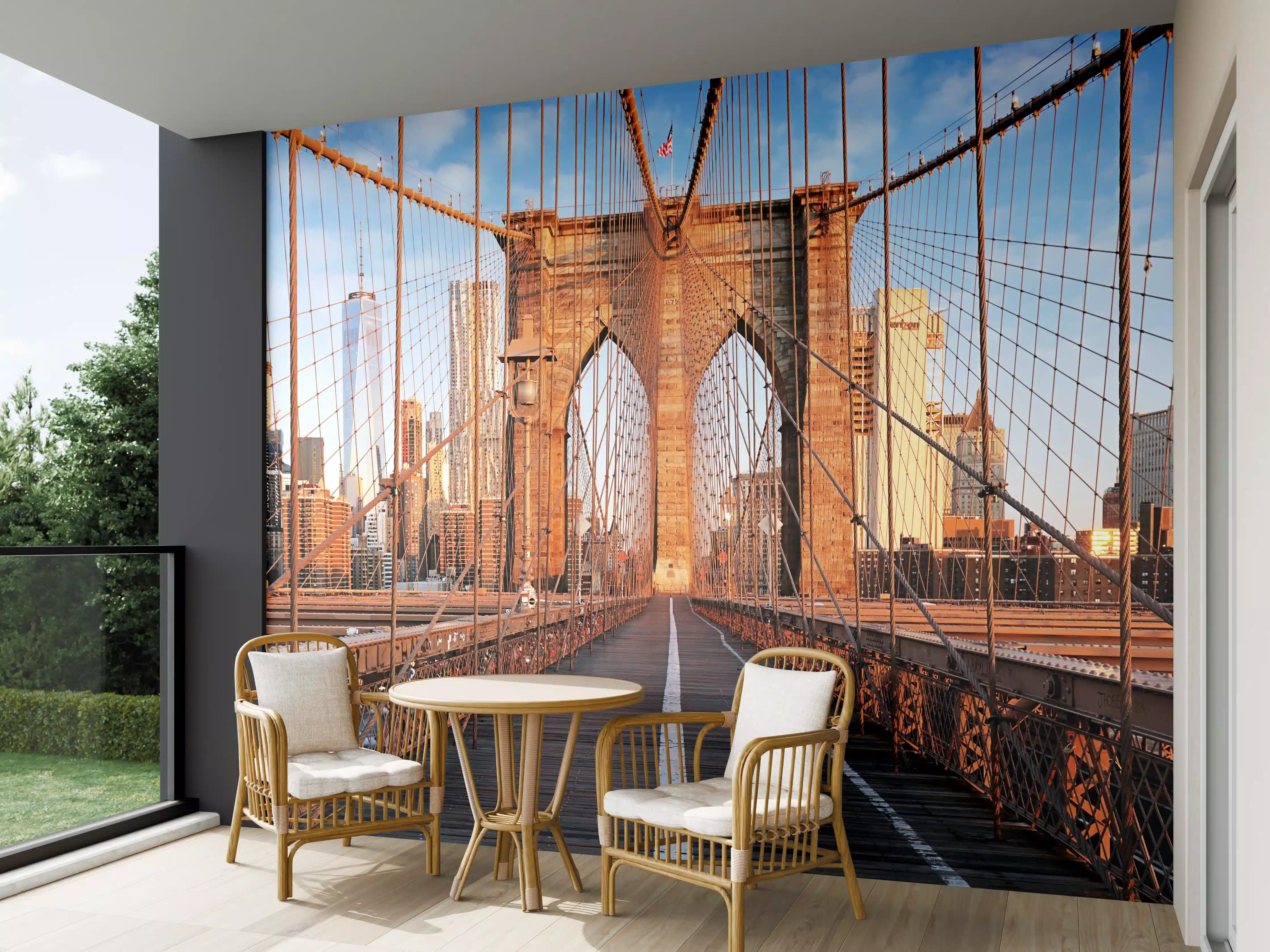 Wandverkleidung außen - Brooklyn Bridge bei Sonnenaufgang