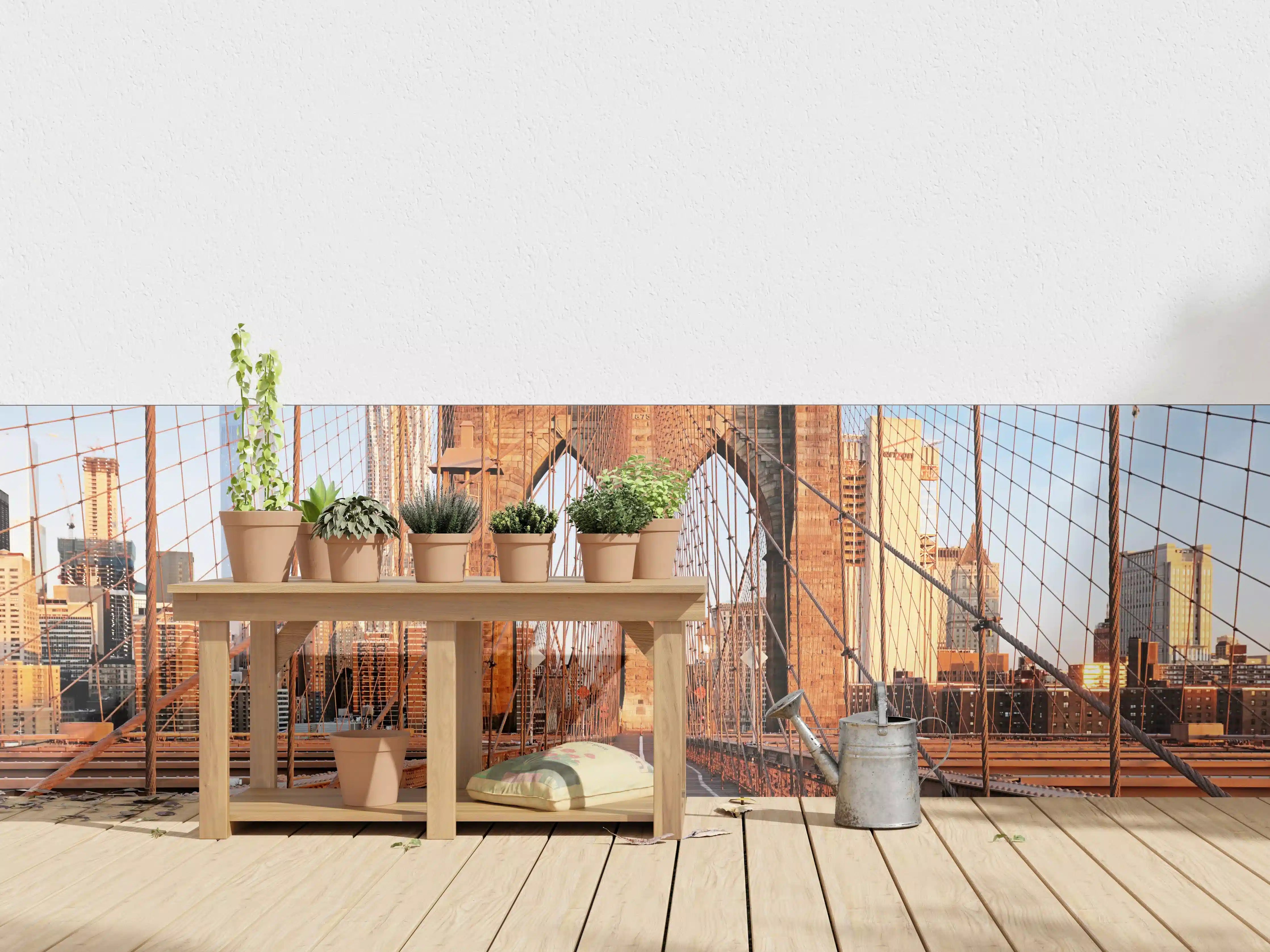 Wandverkleidung außen - Brooklyn Bridge bei Sonnenaufgang
