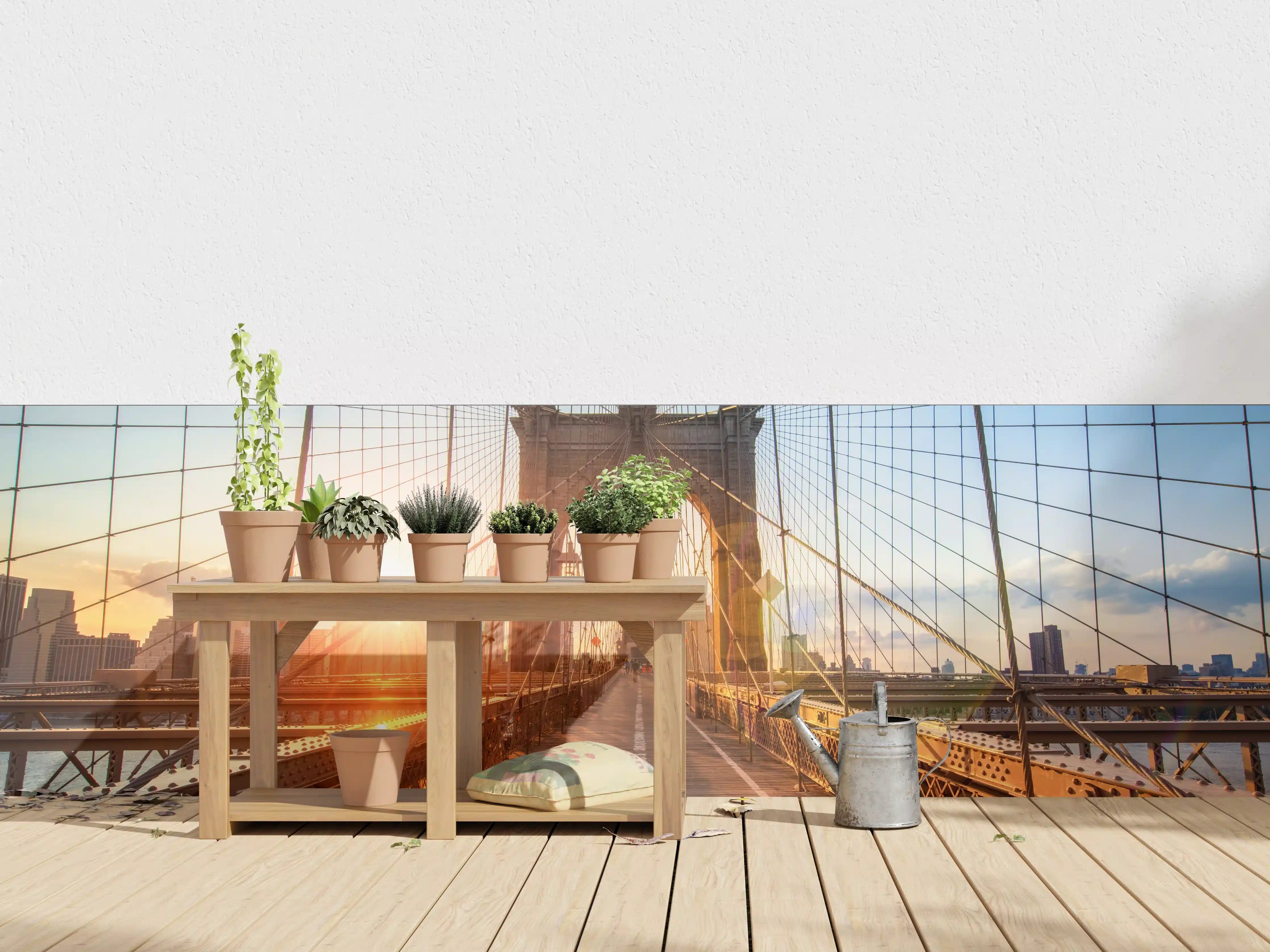 Wandverkleidung außen - Brooklyn Bridge bei Sonnenuntergang