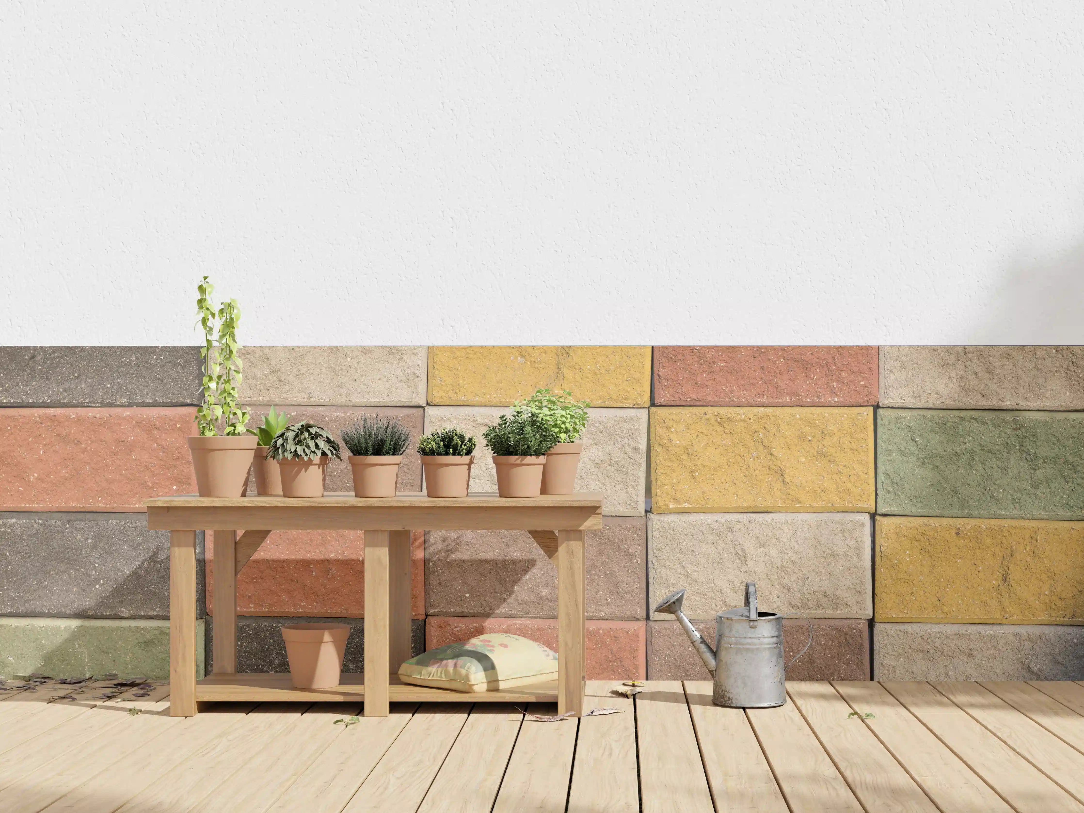 Wandverkleidung außen - Bunte Backsteinwand