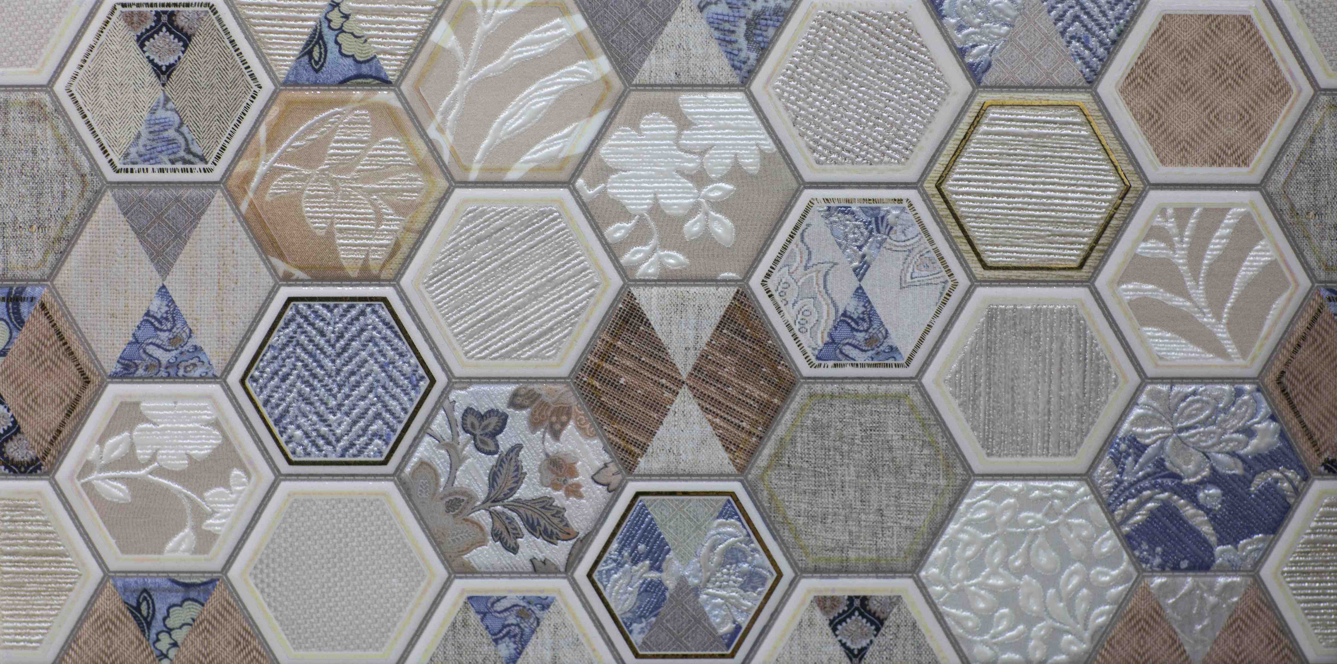 Wandverkleidung außen-Bunte Fliesenmuster in Hexagon-Form