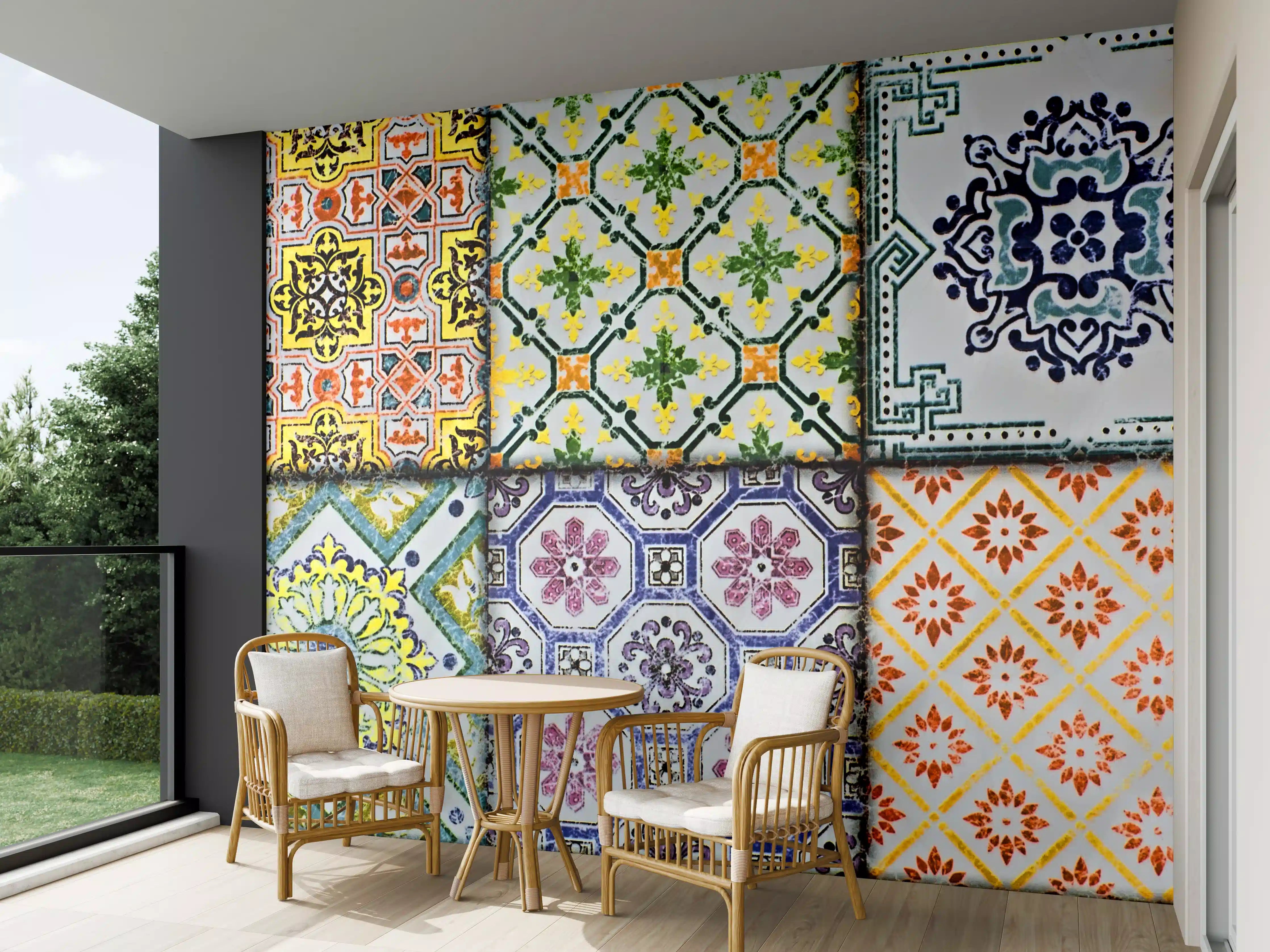 Wandverkleidung außen - Bunte Fliesenmuster in traditionellem Design