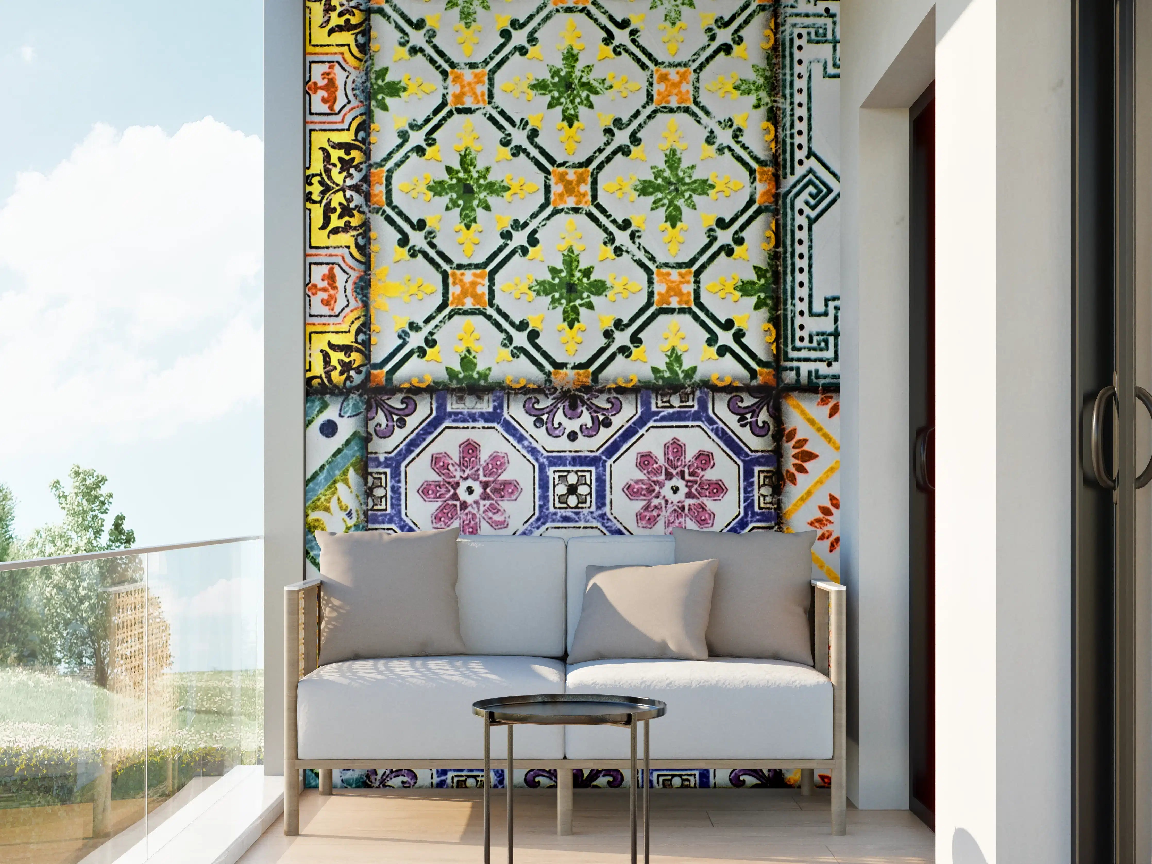 Wandverkleidung außen - Bunte Fliesenmuster in traditionellem Design