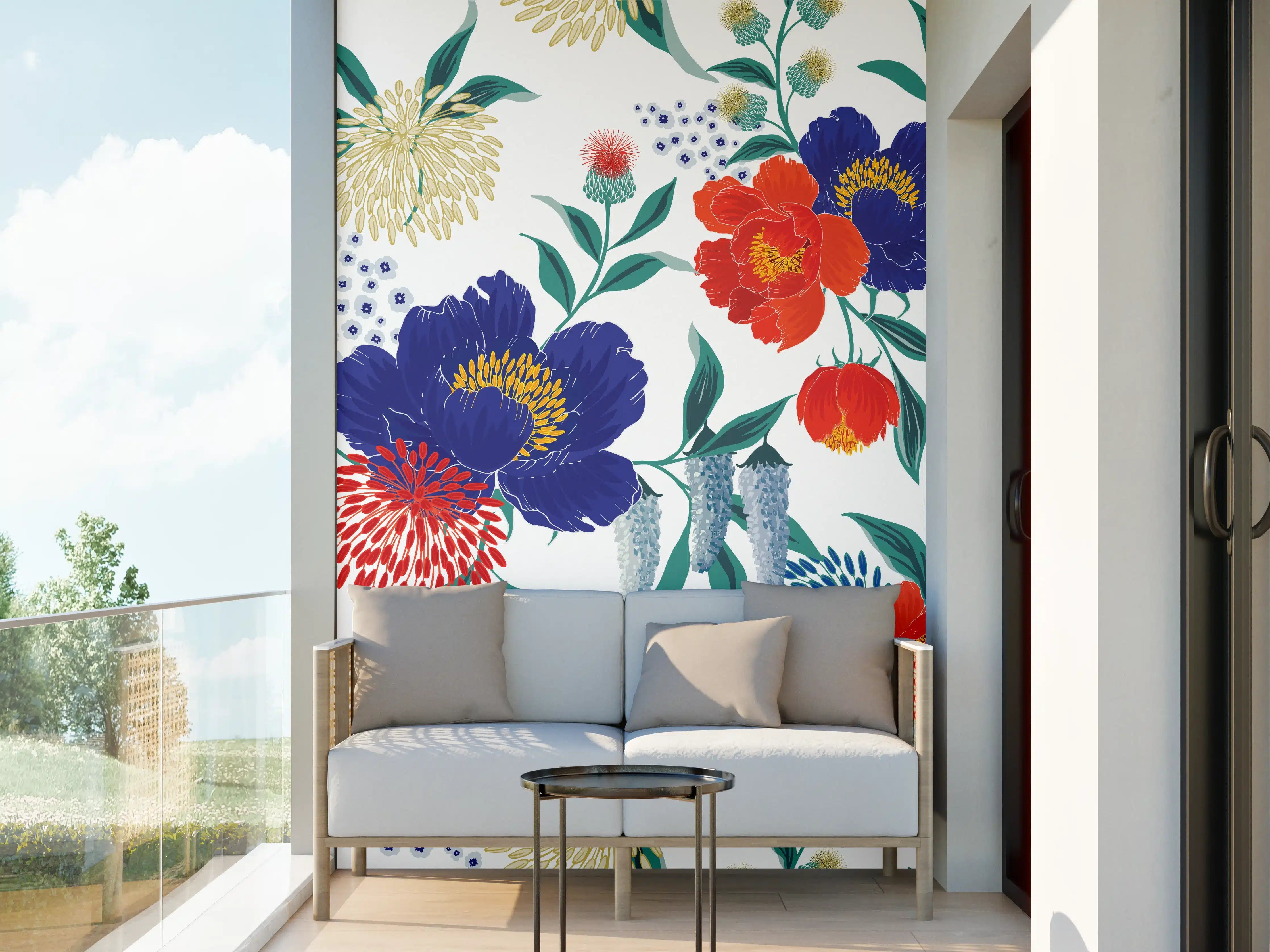 Wandverkleidung außen - Bunte Florale Muster Tapete