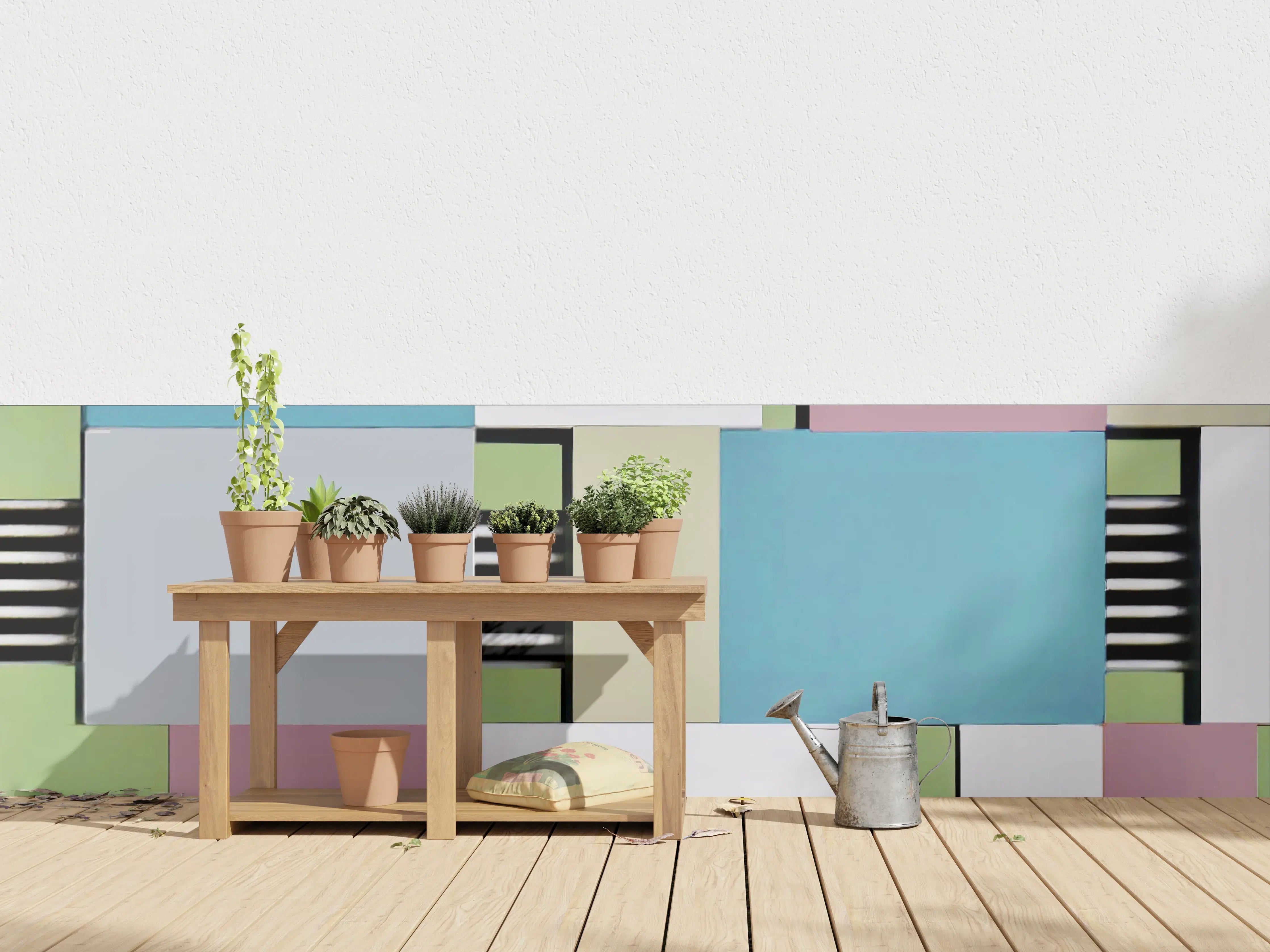 Wandverkleidung außen - Bunte Geometrische Fassadenkunst