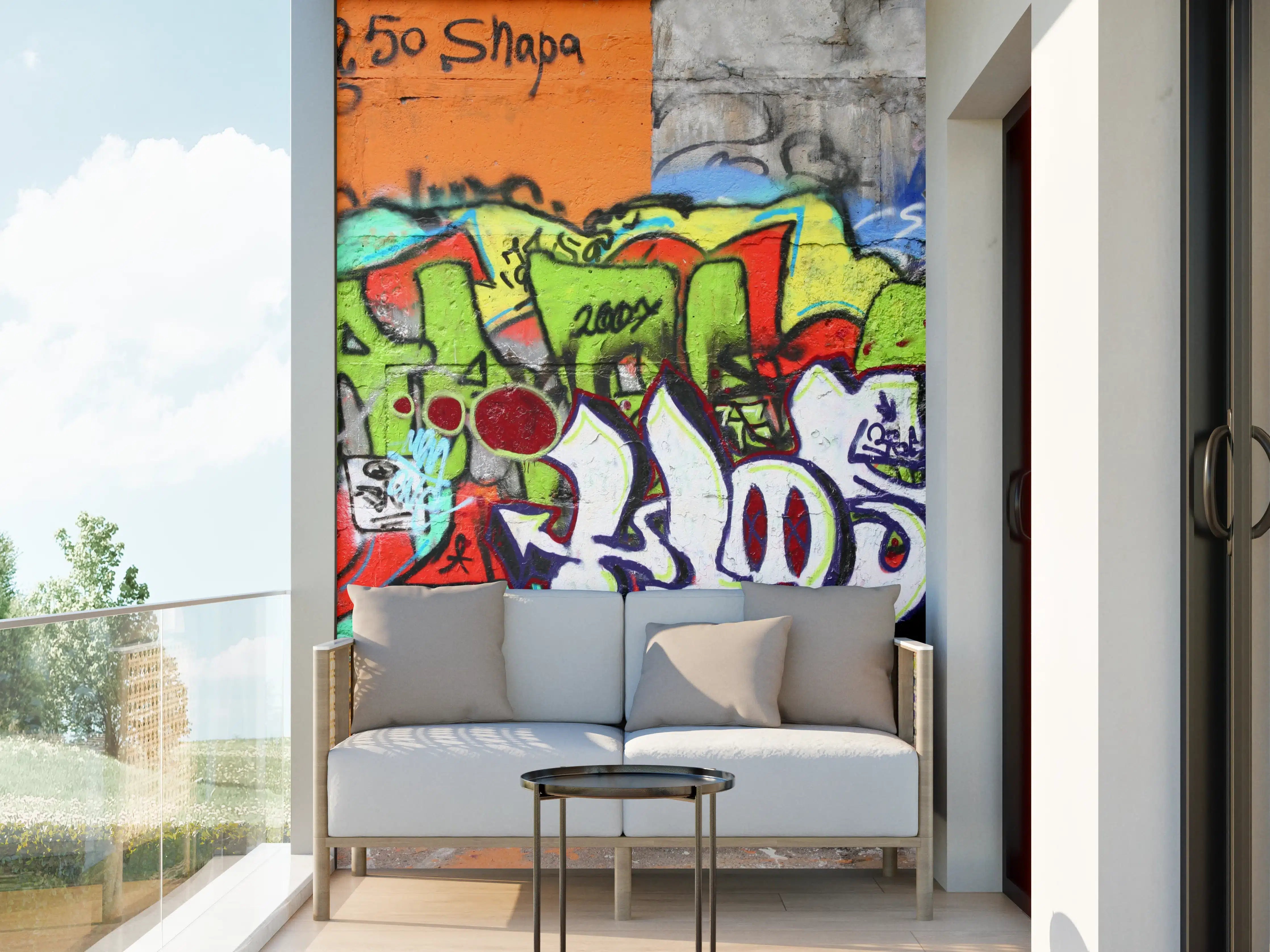 Wandverkleidung außen - Bunte Graffiti-Kunst Wand