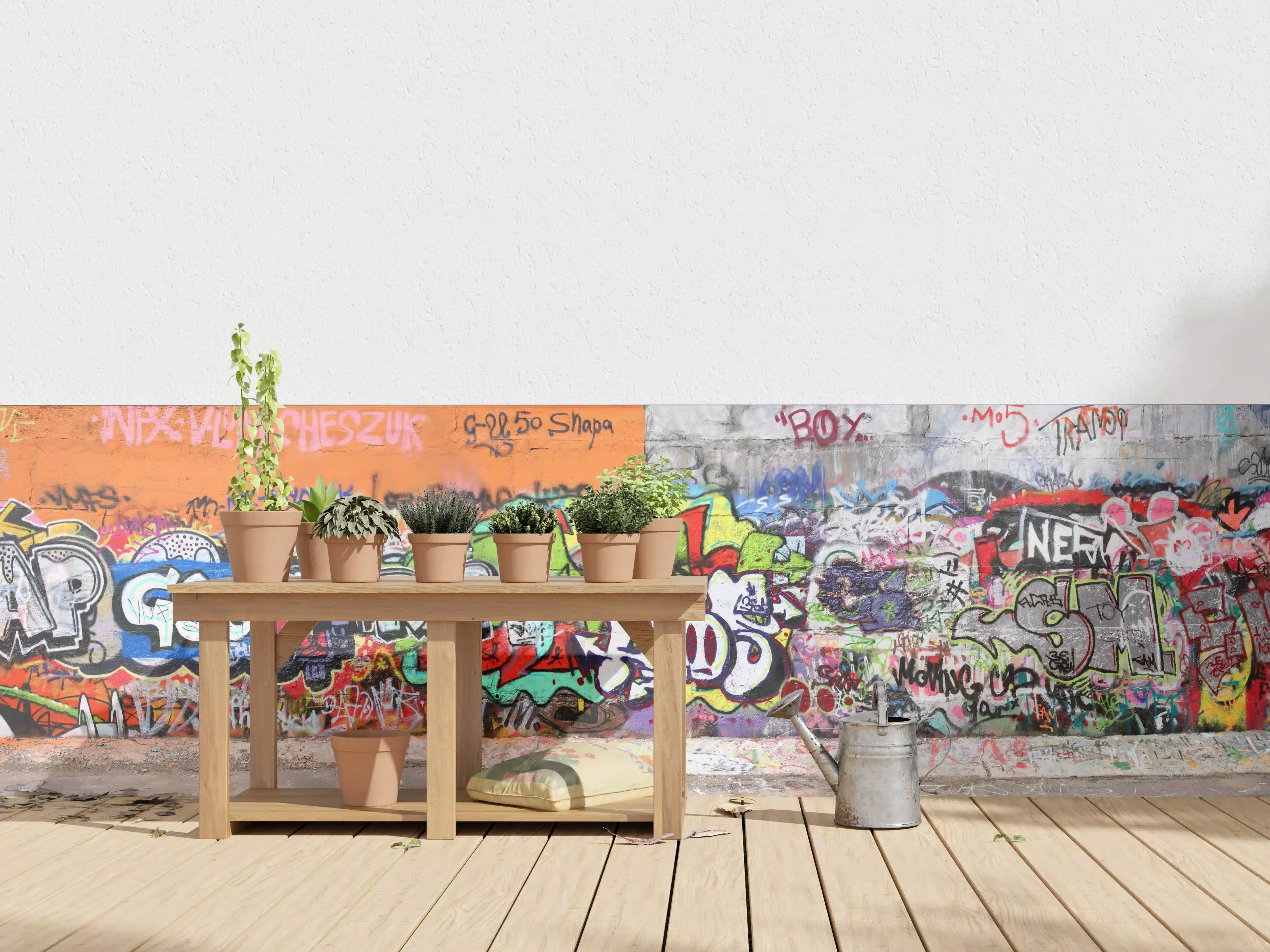Wandverkleidung außen - Bunte Graffiti-Kunst Wand