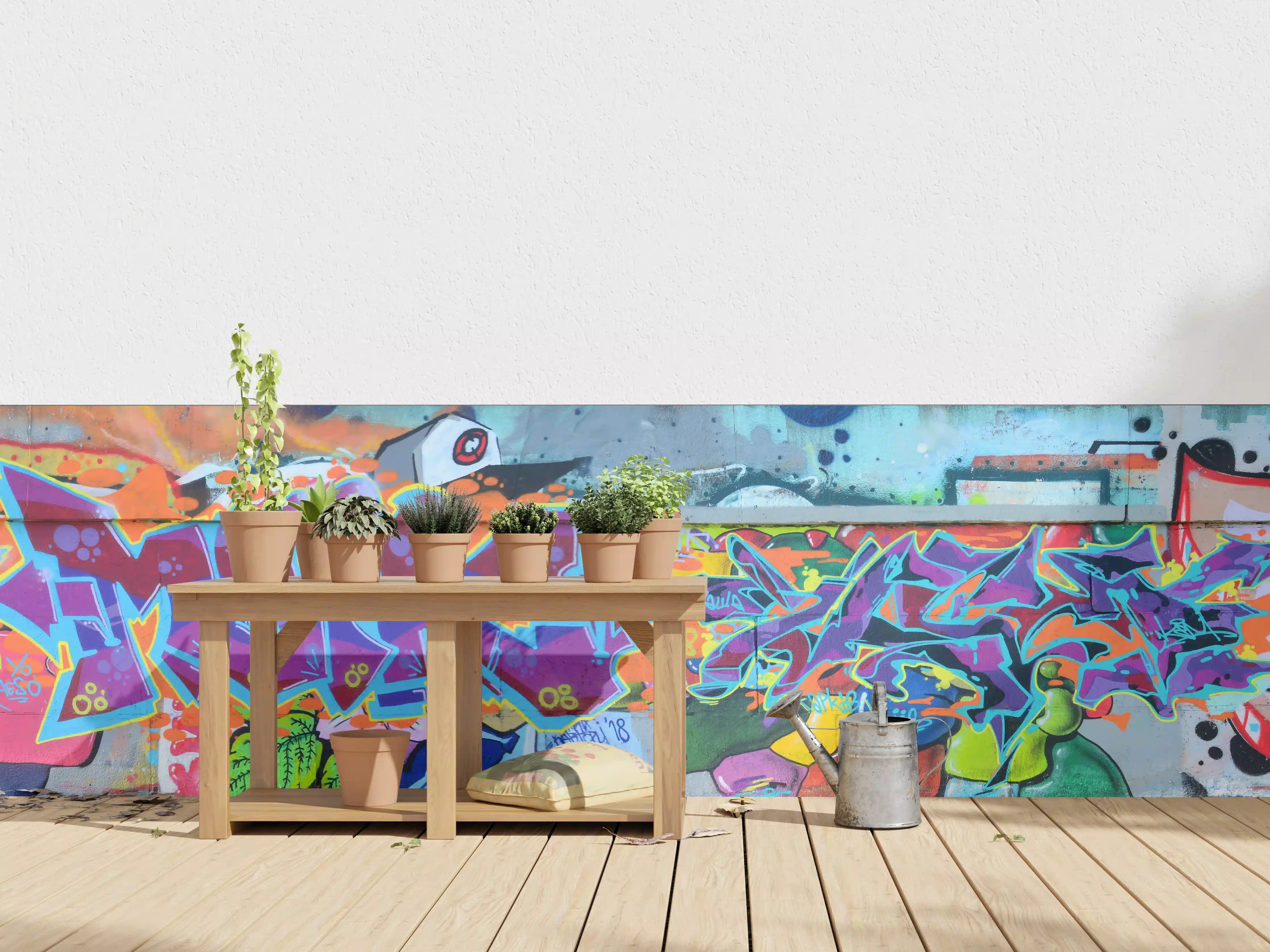 Wandverkleidung außen - Bunte Graffiti-Wandkunst