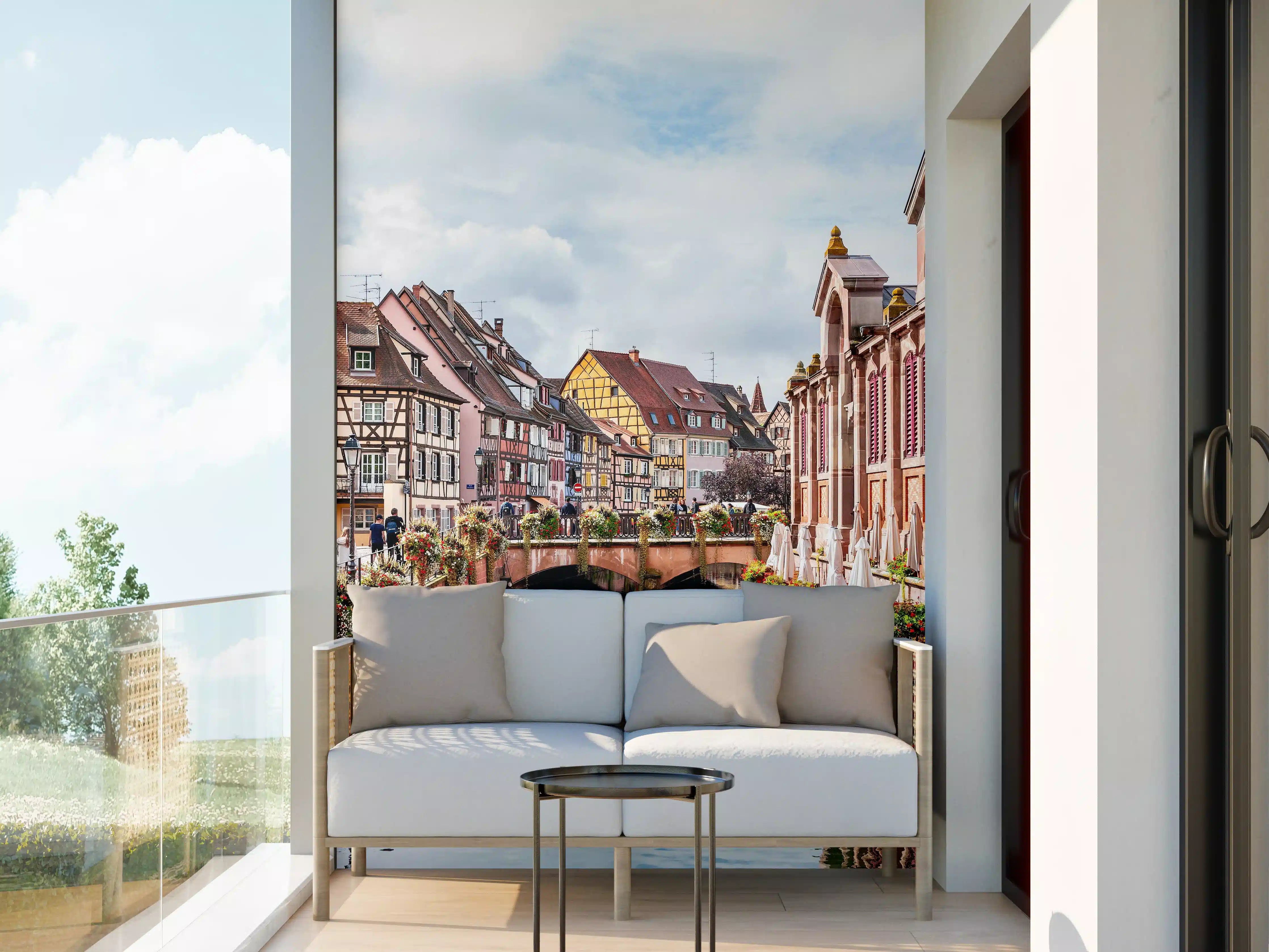 Wandverkleidung außen - Bunte Häuser am Fluss in Colmar