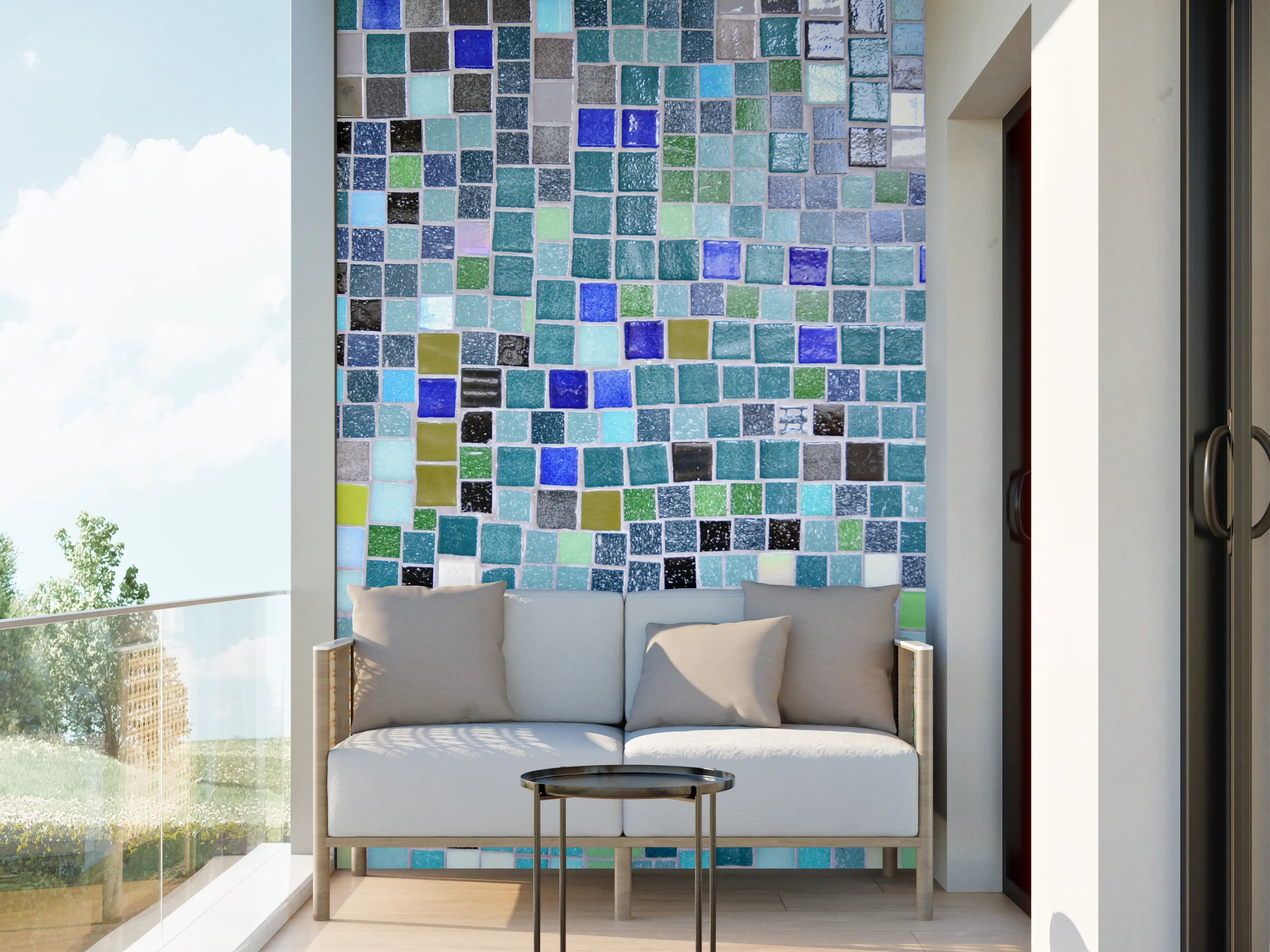 Wandverkleidung außen - Bunte Mosaikfliesen-Wand