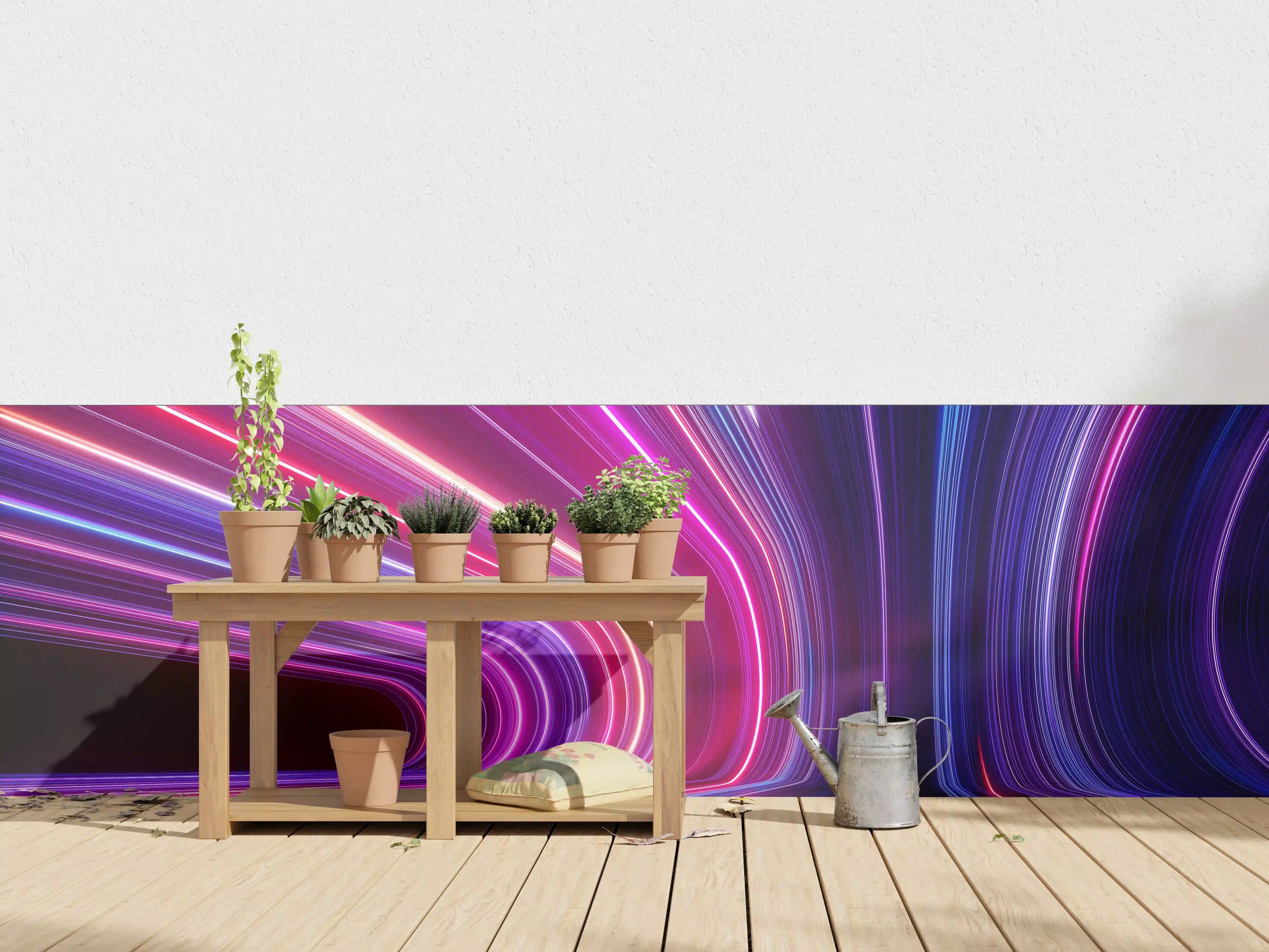 Wandverkleidung außen - Bunte Neonlichter im Tunnel