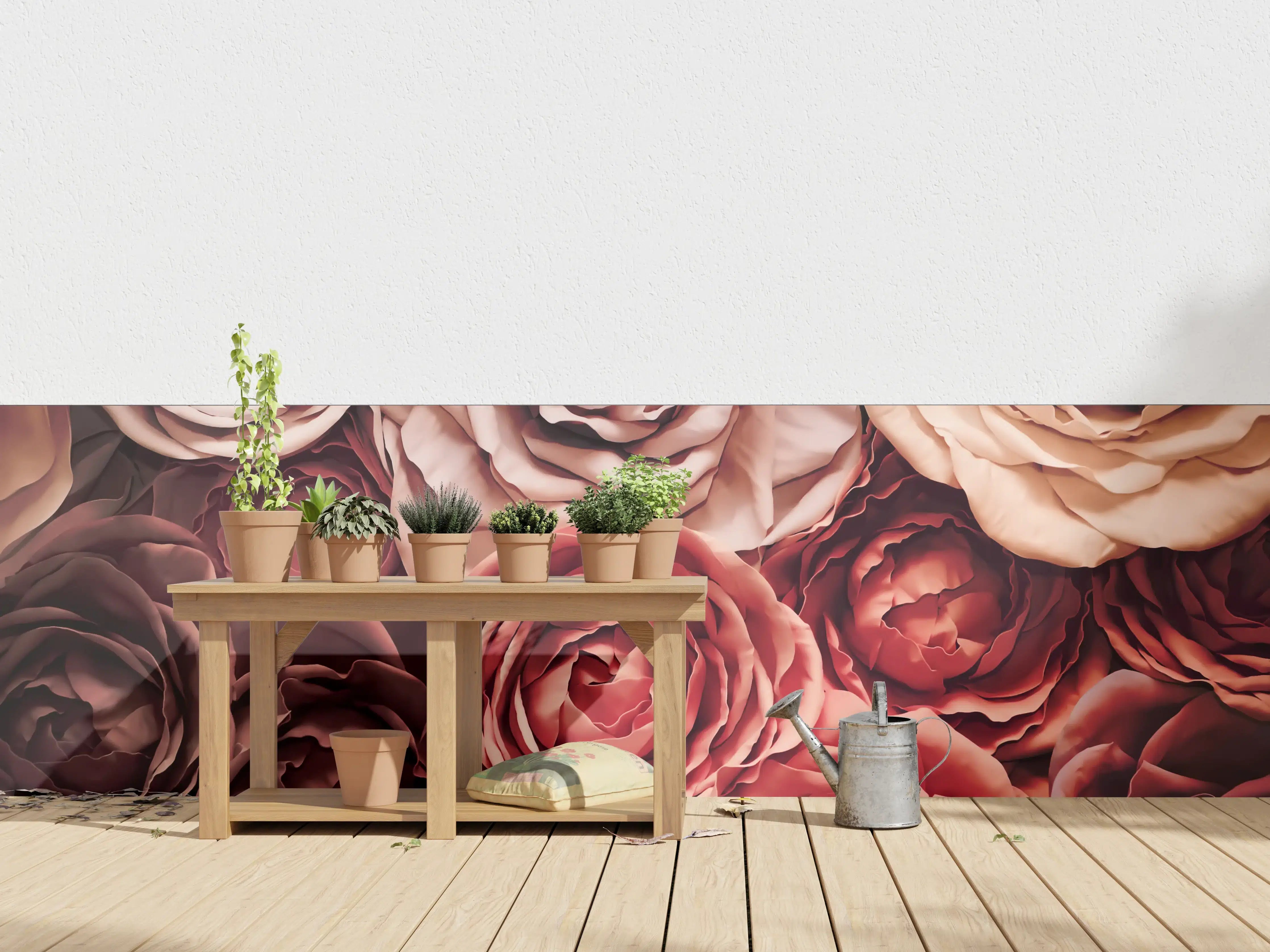 Wandverkleidung außen - Bunte Rosen in warmen Tönen