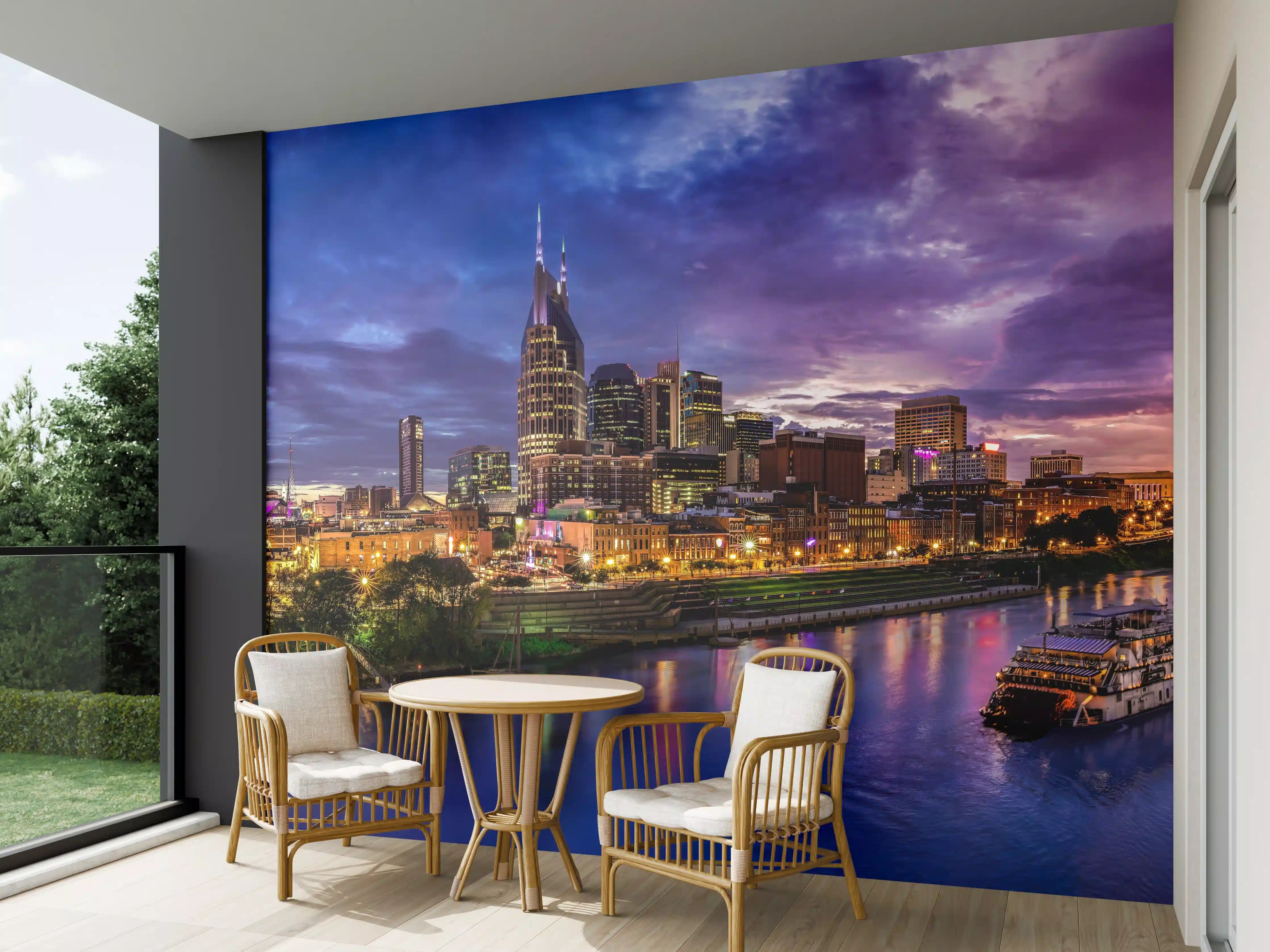 Wandverkleidung außen - Bunte Skyline von Nashville