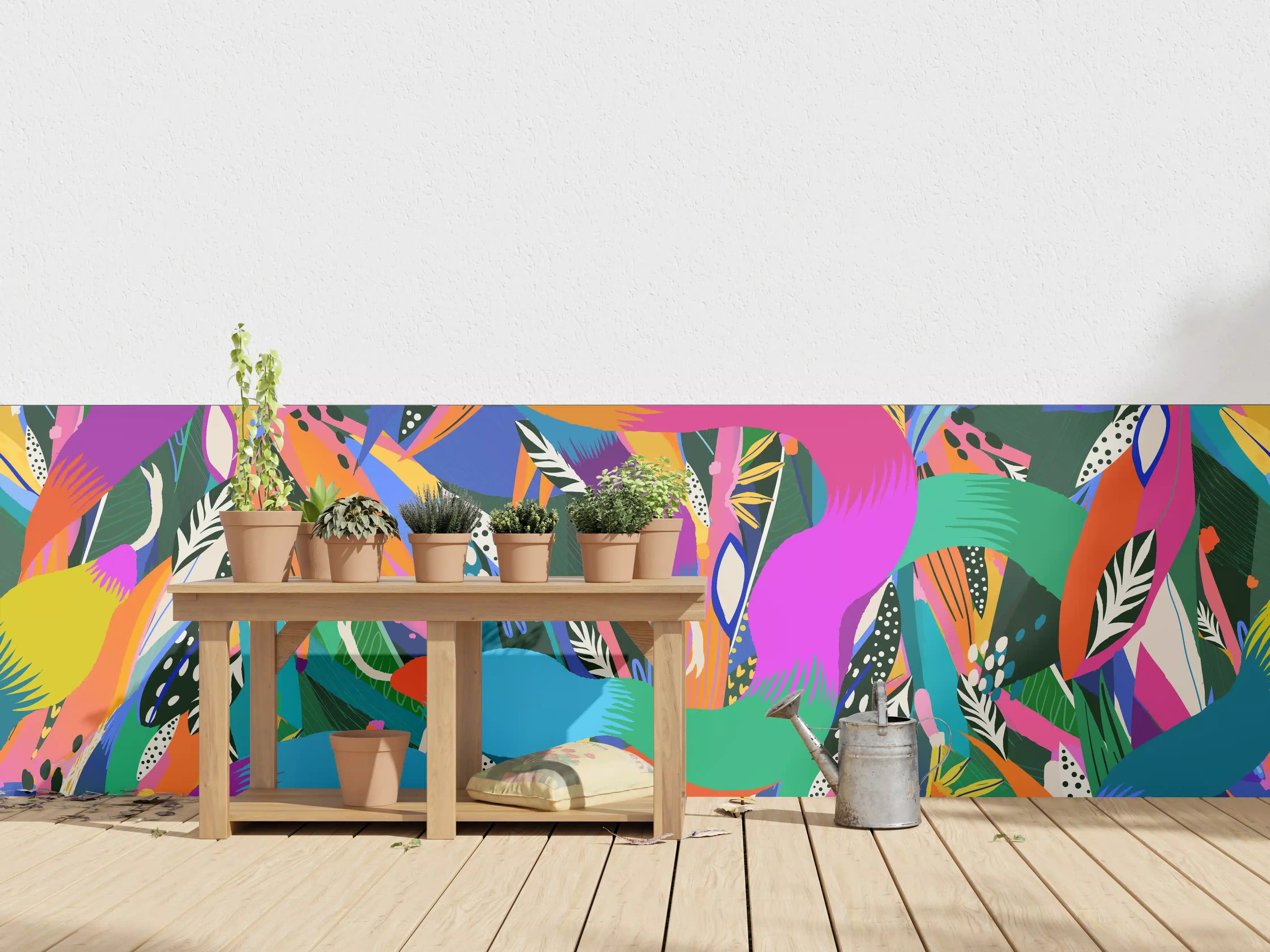 Wandverkleidung außen - Bunte Tropische Schlangen-Illustration