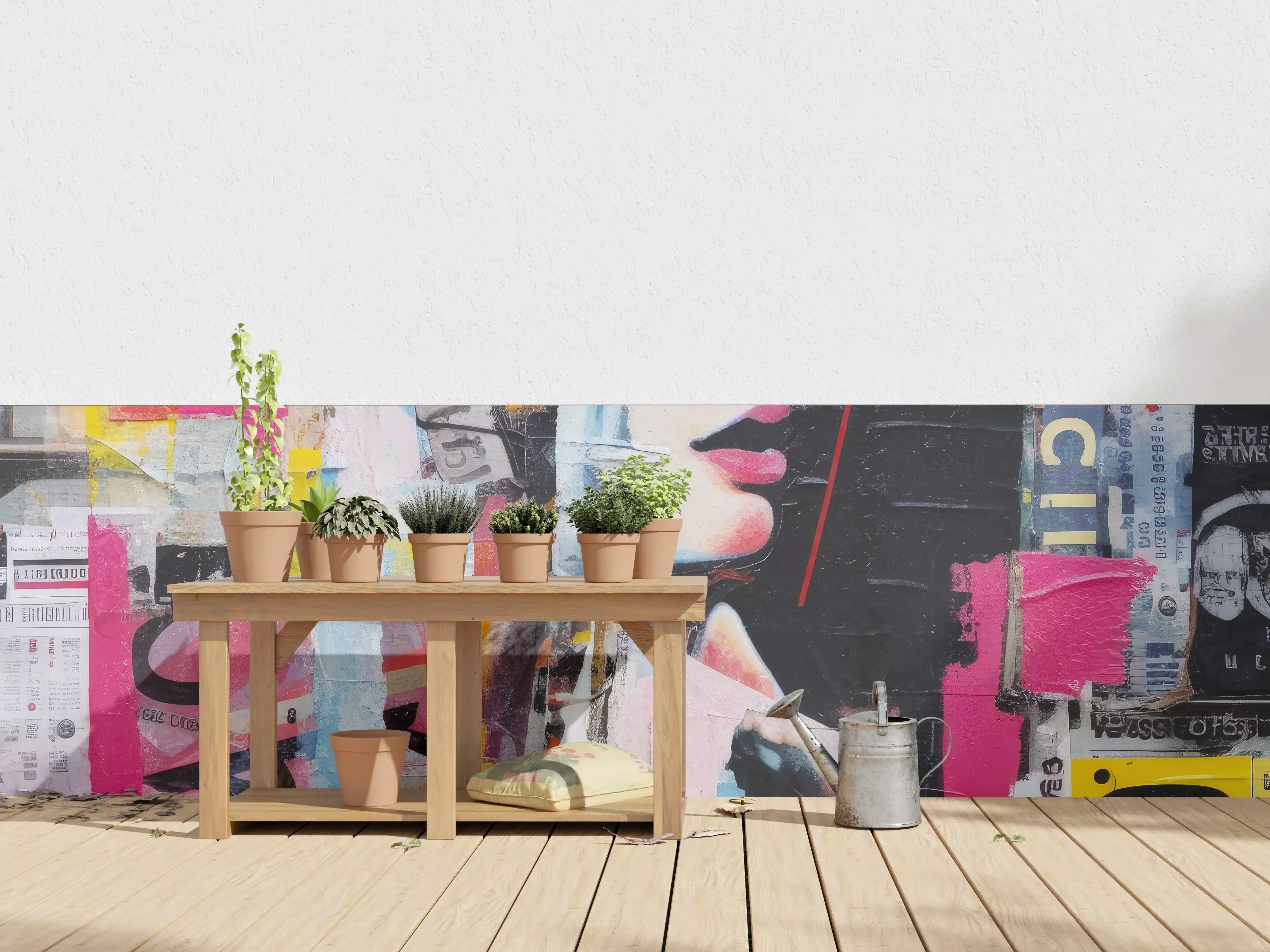 Wandverkleidung außen - Bunte Urban-Art-Kollage
