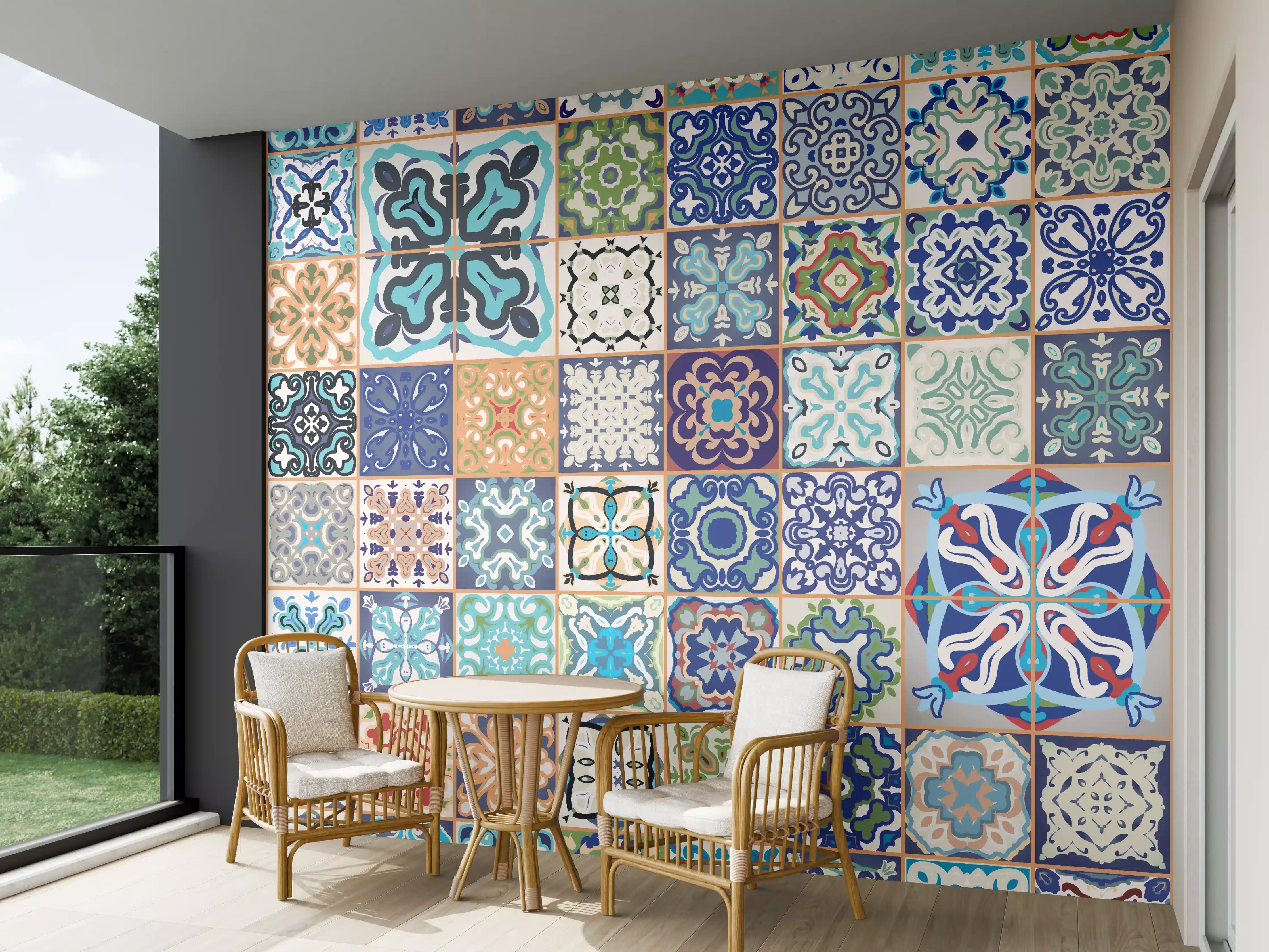 Wandverkleidung außen - Bunte Vintage Fliesenmuster