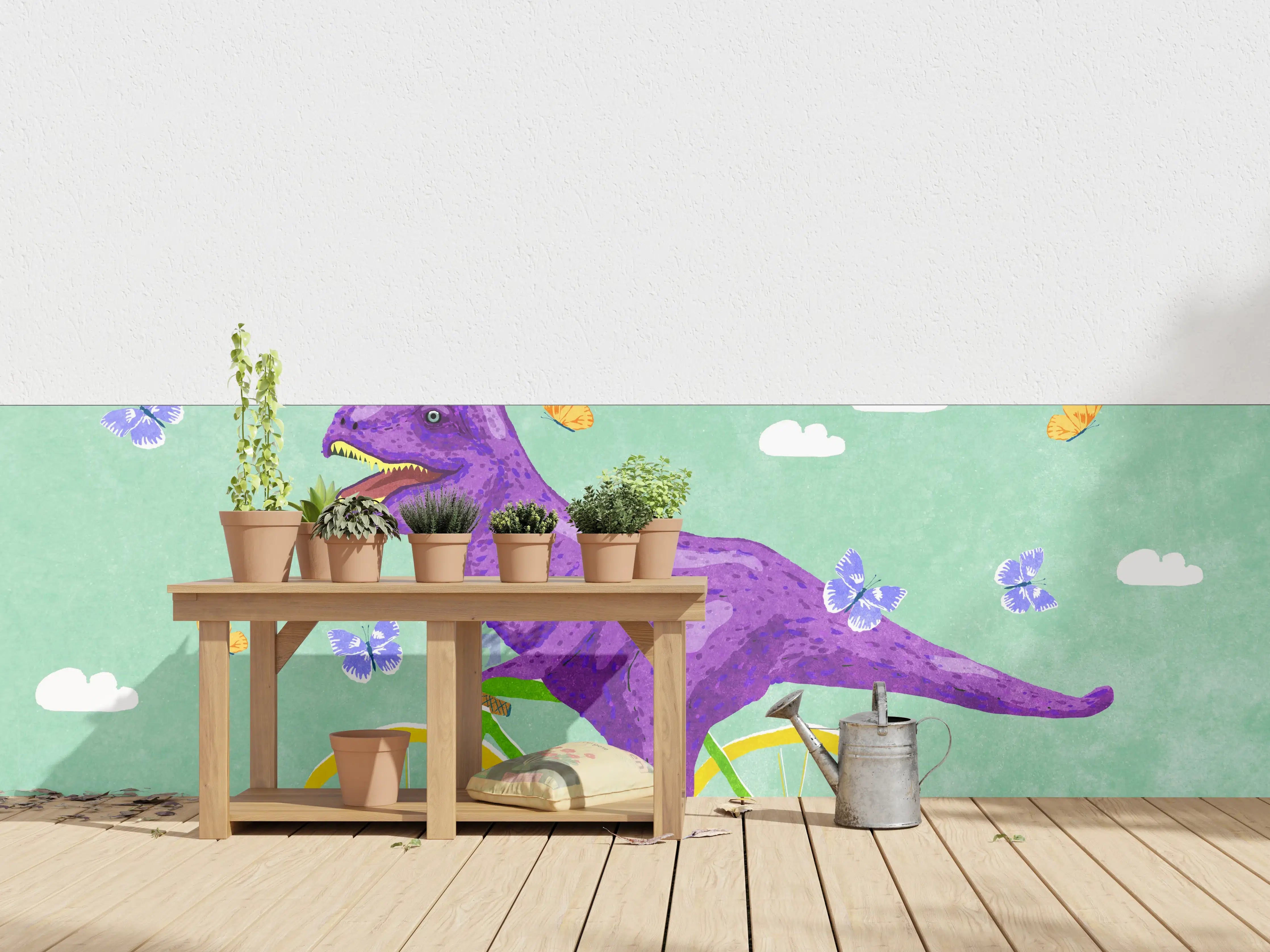 Wandverkleidung außen - Bunter Dino auf Fahrrad